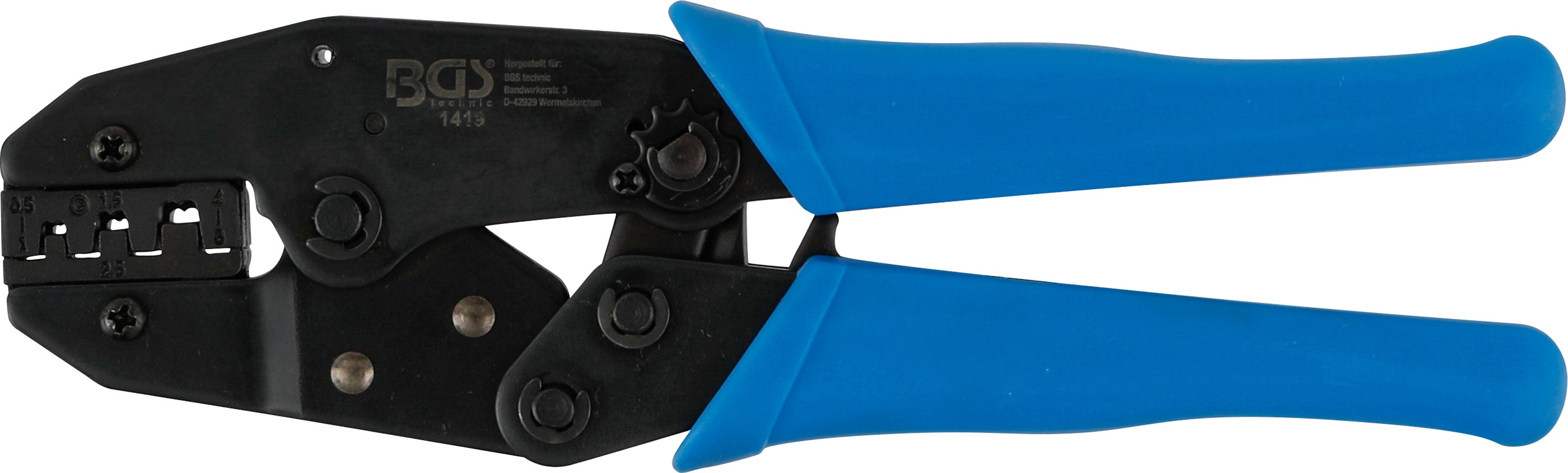 Kabelskotång med Spärrfunktion | för oisolerade Kabelskor 0,5 - 6 mm²