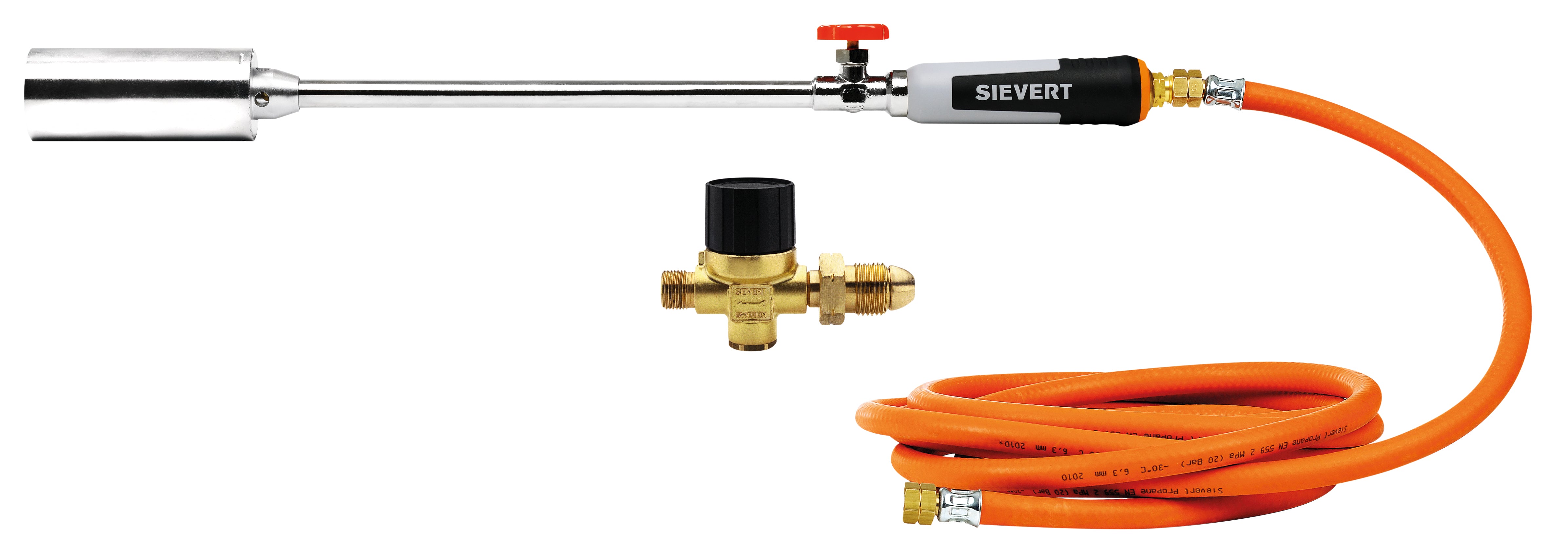 SIEVERT brændersæt komplet indeholdende brænder 625010, regulator 306111 og 10 m LPG-slange.