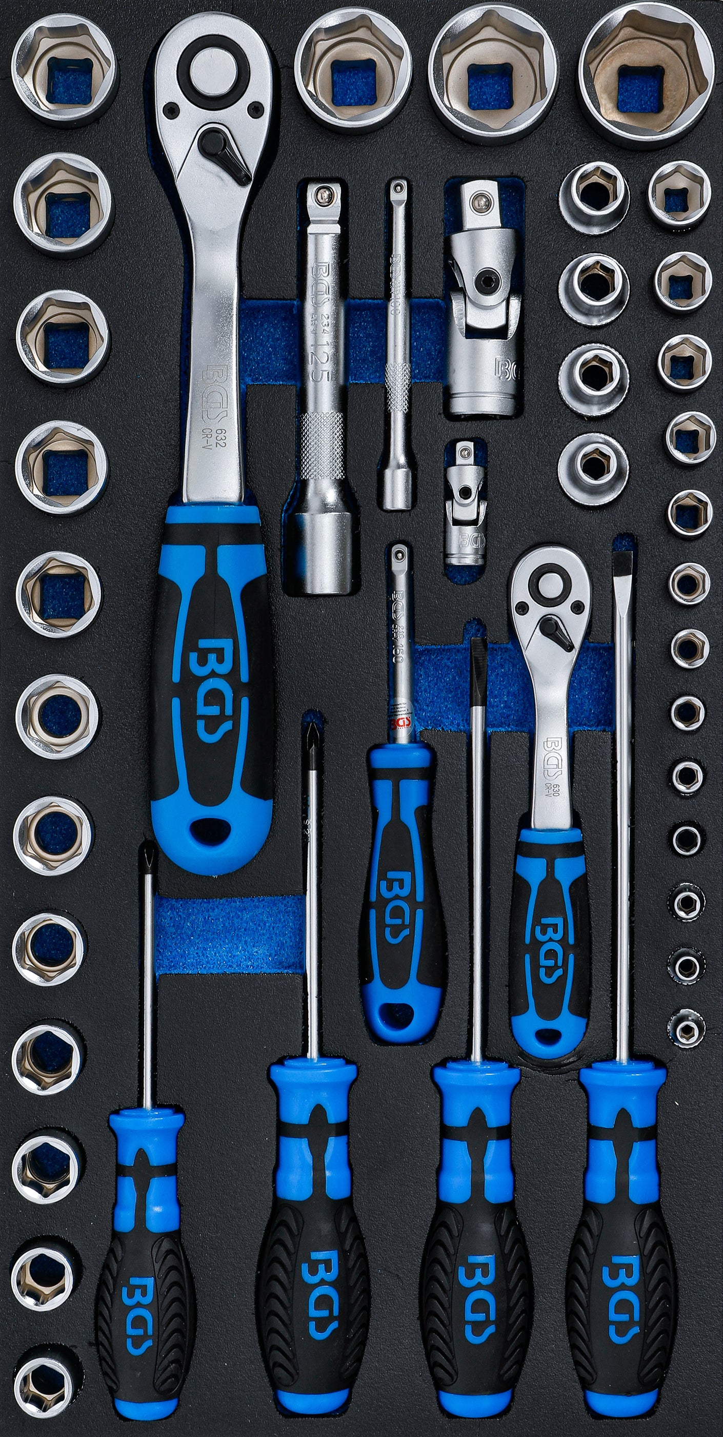 Skumplastinlägg för BGS 2002 | Hylsnyckelsats och skruvmejslar | 43 delar