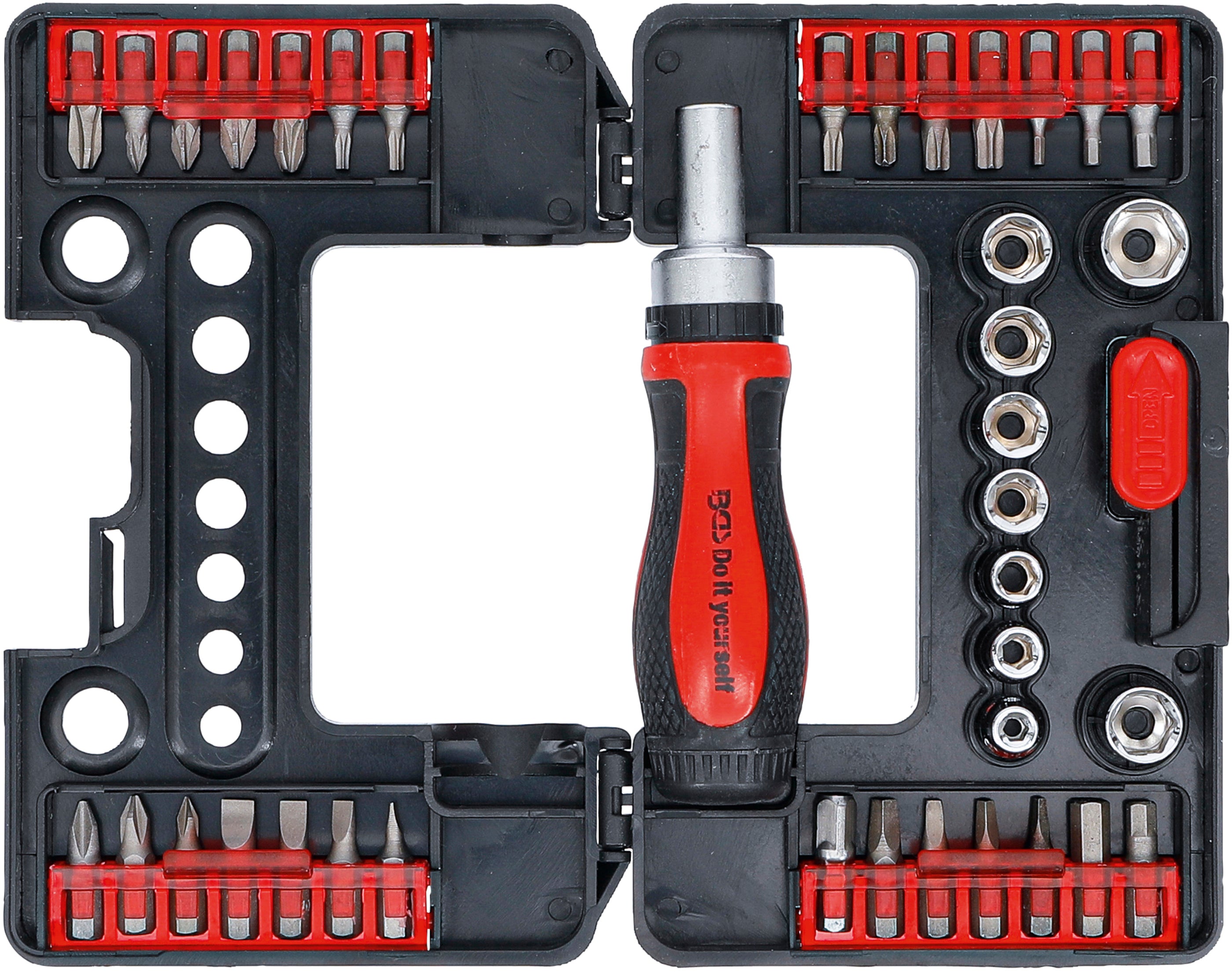 Bit-/topnøglesæt | med skraldehåndtag til bits, med afbryder | 38 dele