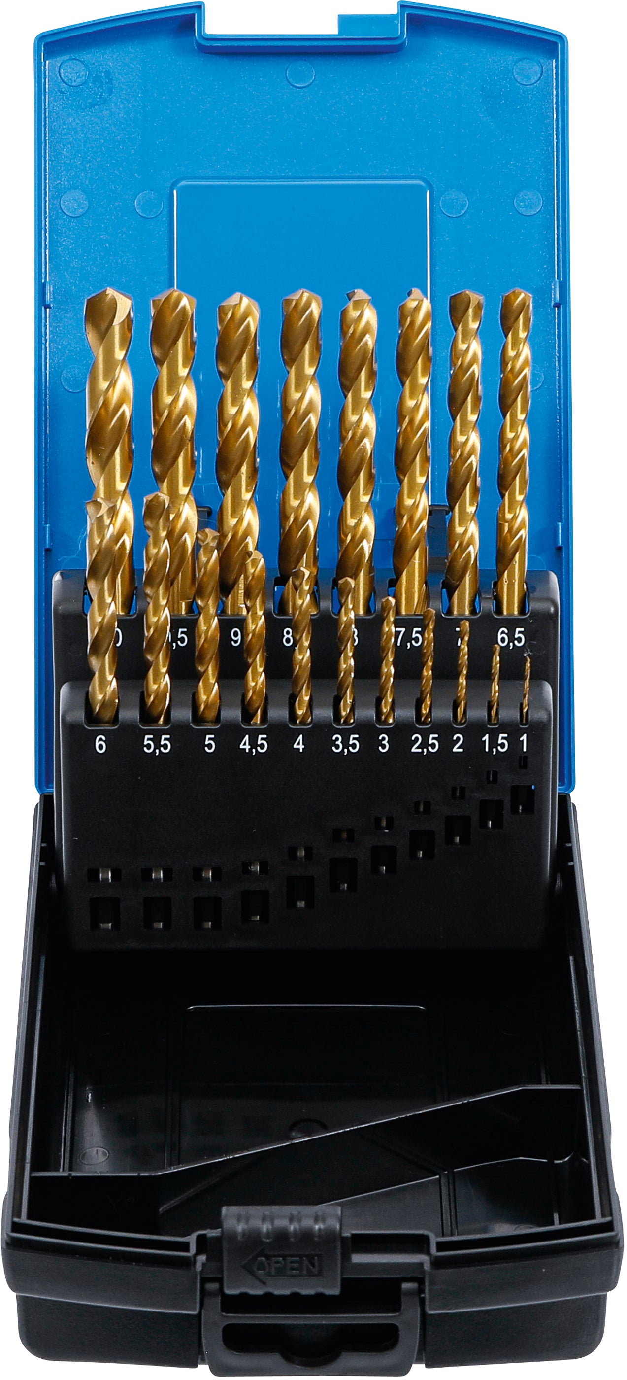 Spiralborr-sats | HSS-G | titan-nitrerat | 1 - 10 mm | 19 delar
