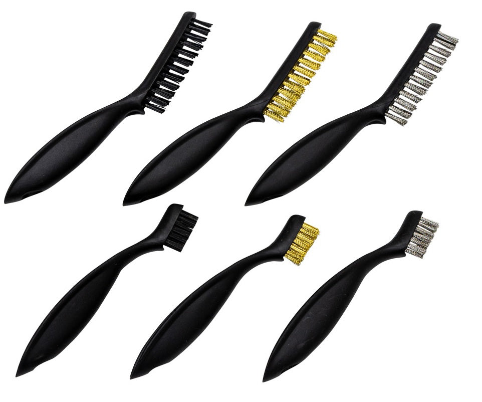 Minibørster 6 stk. Nylon, messing og RF