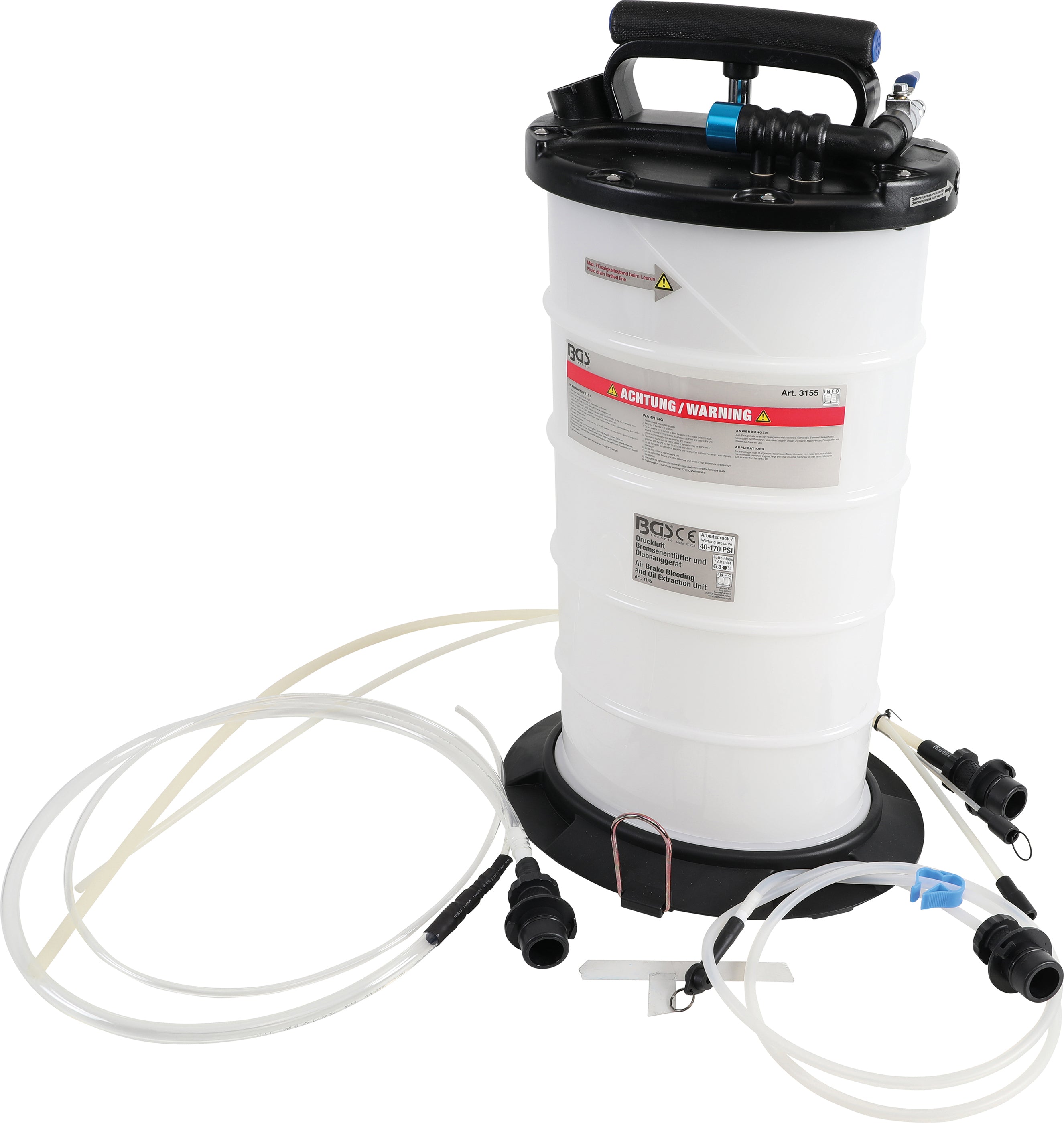Tryckluftsbromsluftare och oljesugare - pneumatisk och manuell