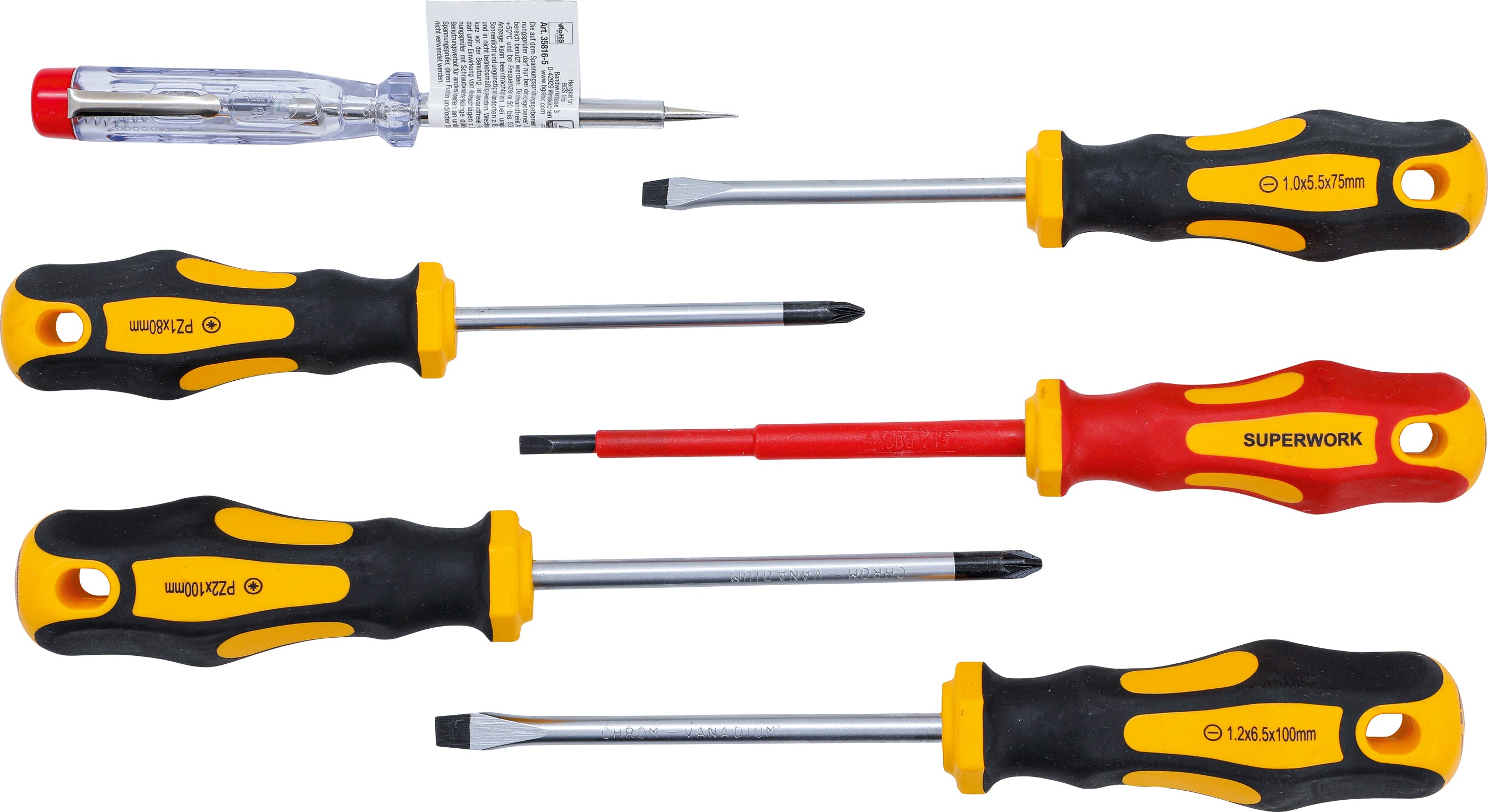 VDE-skruvmejselsats för elektriker | Dpår / Krysspår | 6 delar