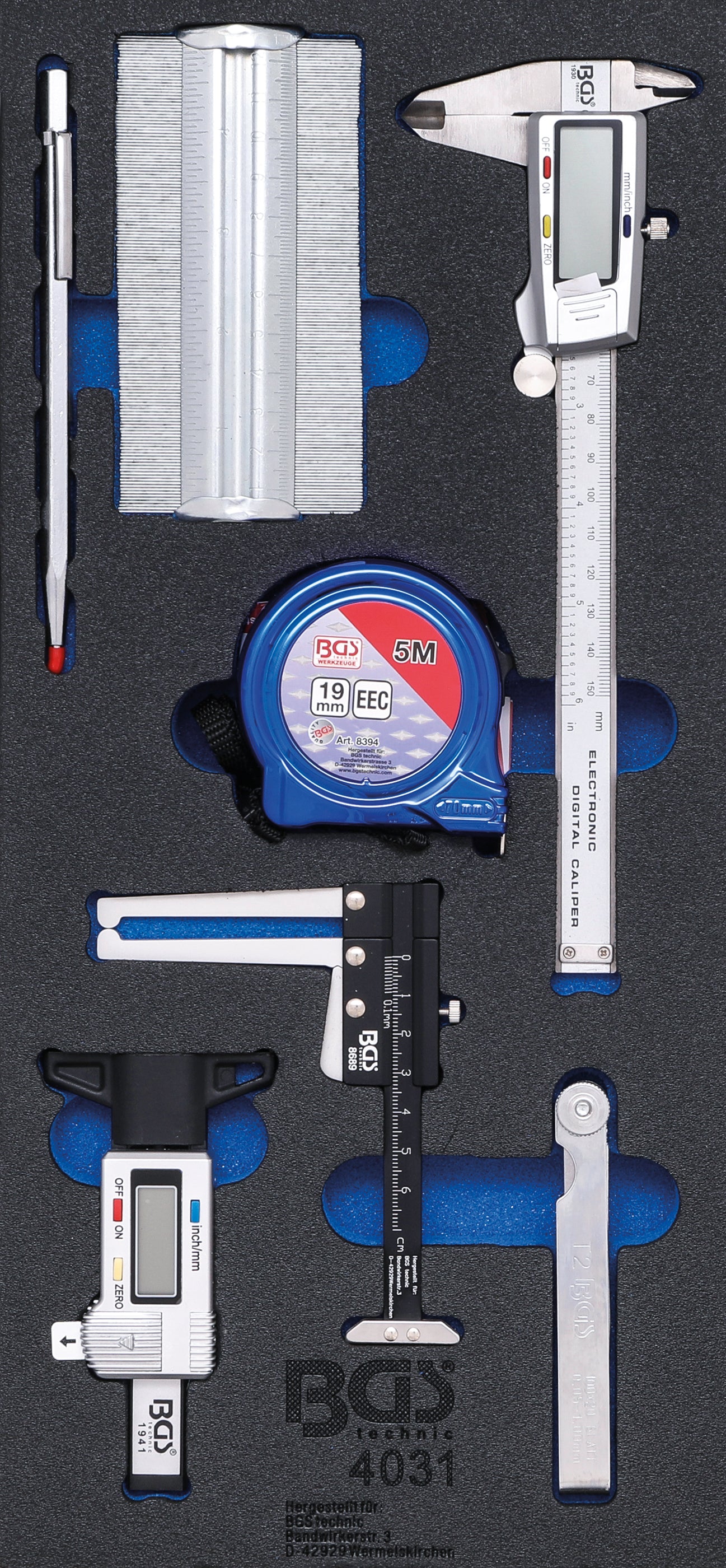 Værkstedsvognsindsats 1/3: Måleværktøjssæt | 7 dele