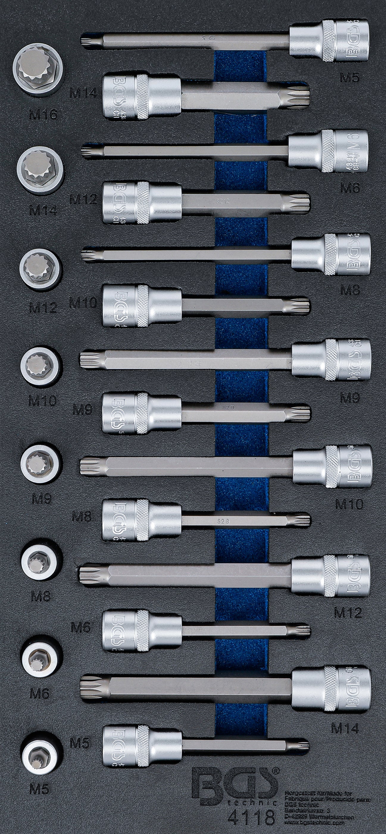 Værkstedsvognsindsats 1/3: Bit-indsatssæt | Indvendig flertandet (til XZN) | 22 dele