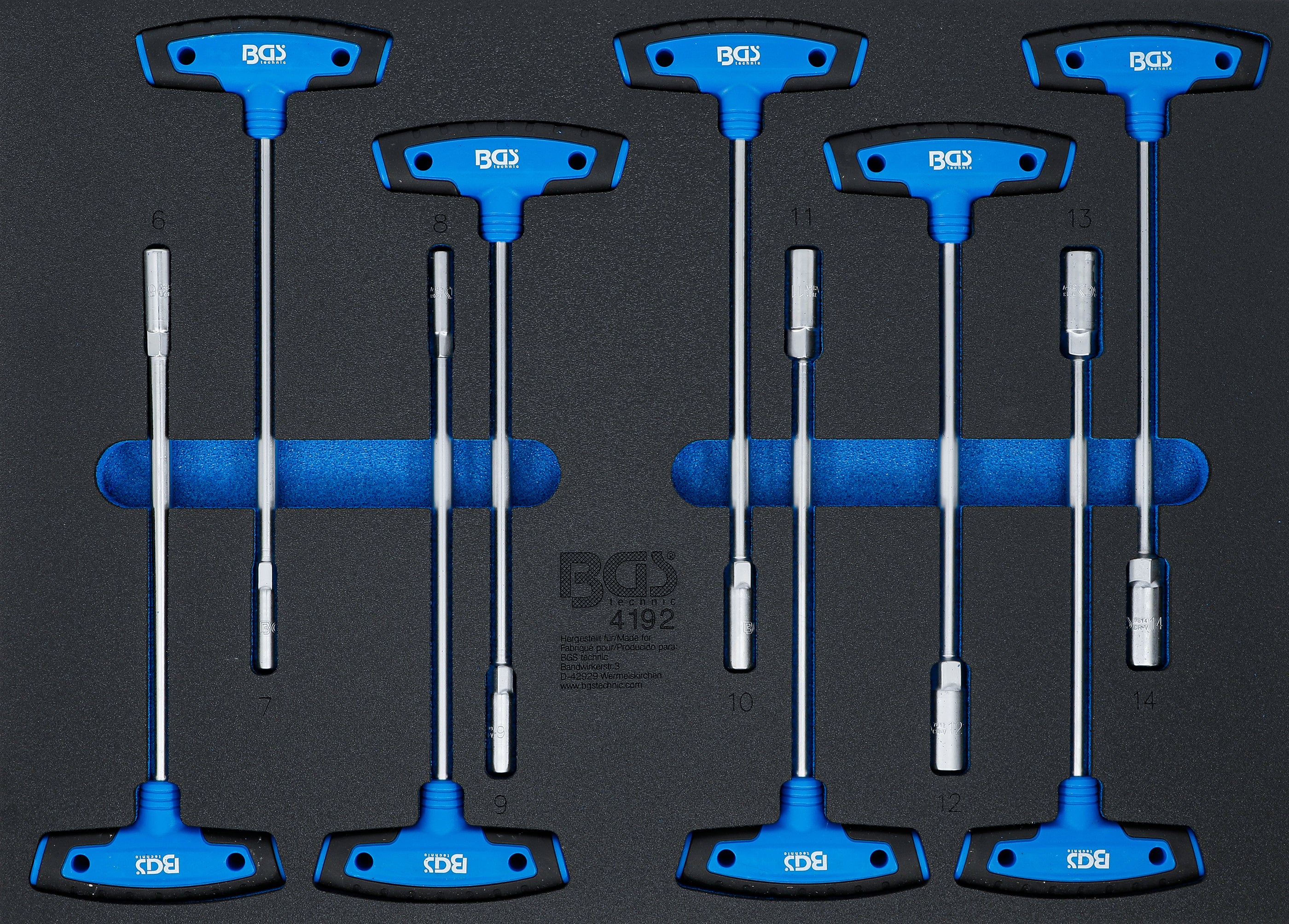 Værkstedsvognsindsats 3/3: T-grebs topnøglesæt | 9 dele