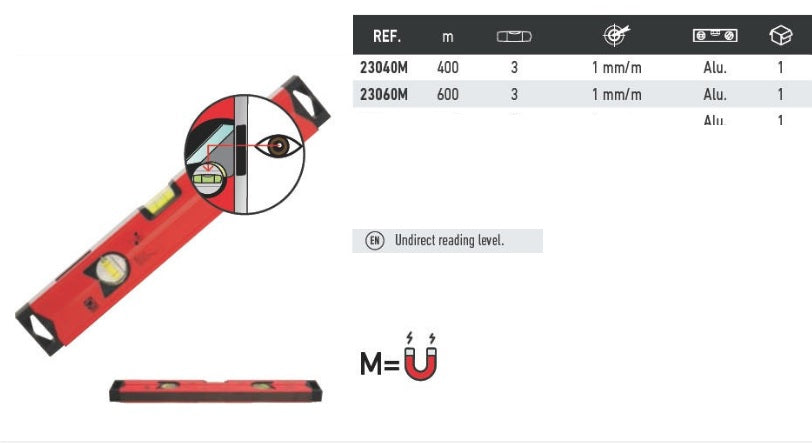 MEDID Vattenpass magnet 600mm indirekt avläsning