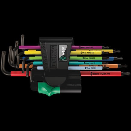WERA 967 SPKL/9 TORX BO Multicolour L-key set for tamper-proof, BlackLaser 967 SPKL TORX® BO Multico