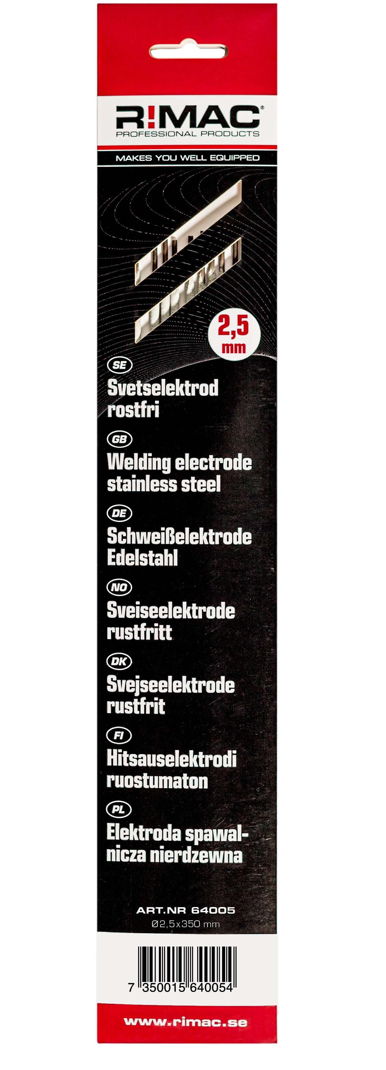 RIMAC SB-pakke Rustfri svejseelektrode - 2,5x10 stk.