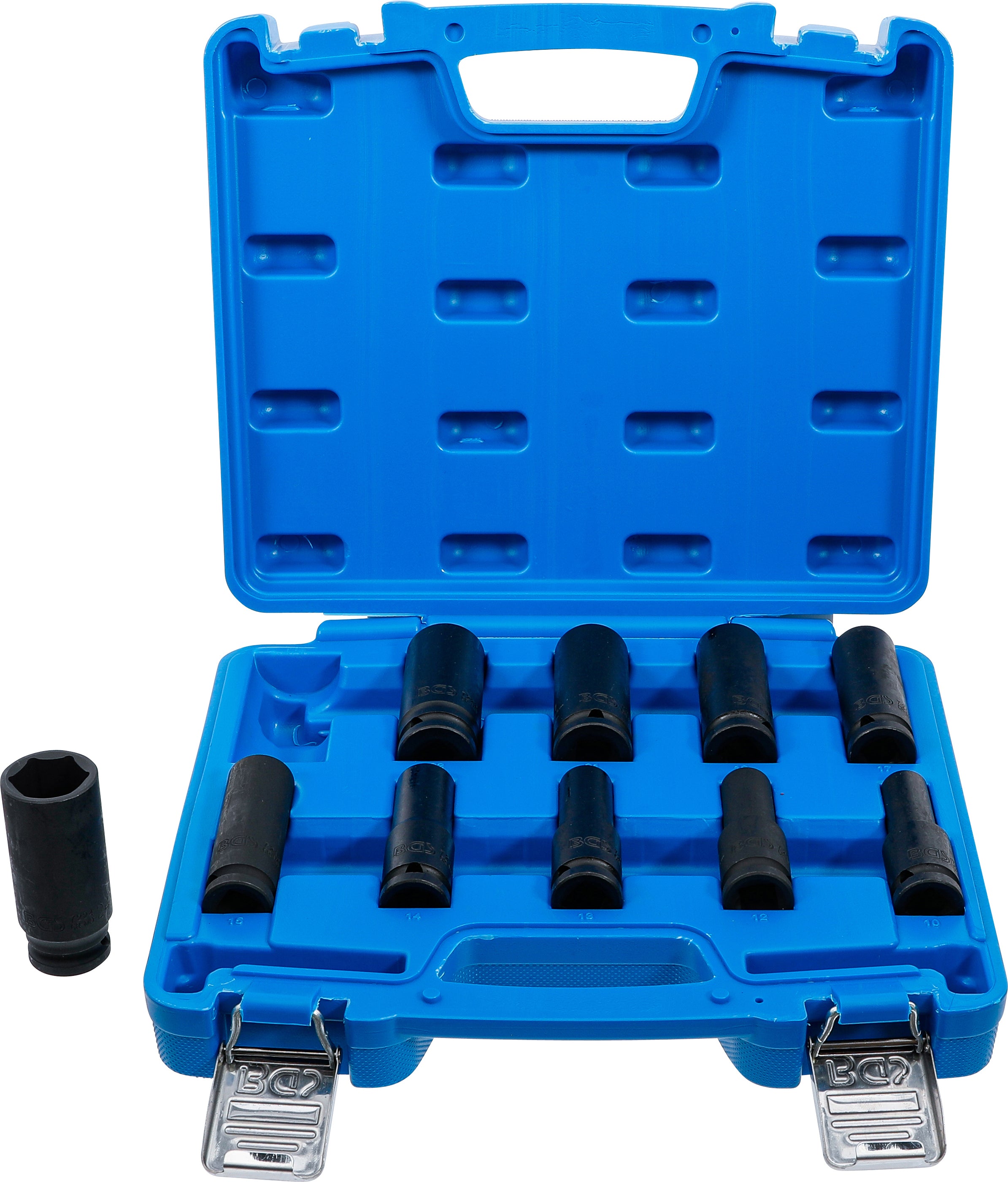 Topnøglesæt sekskant, dyb | 12,5 mm (1/2") | 10 - 24 mm | 10 dele