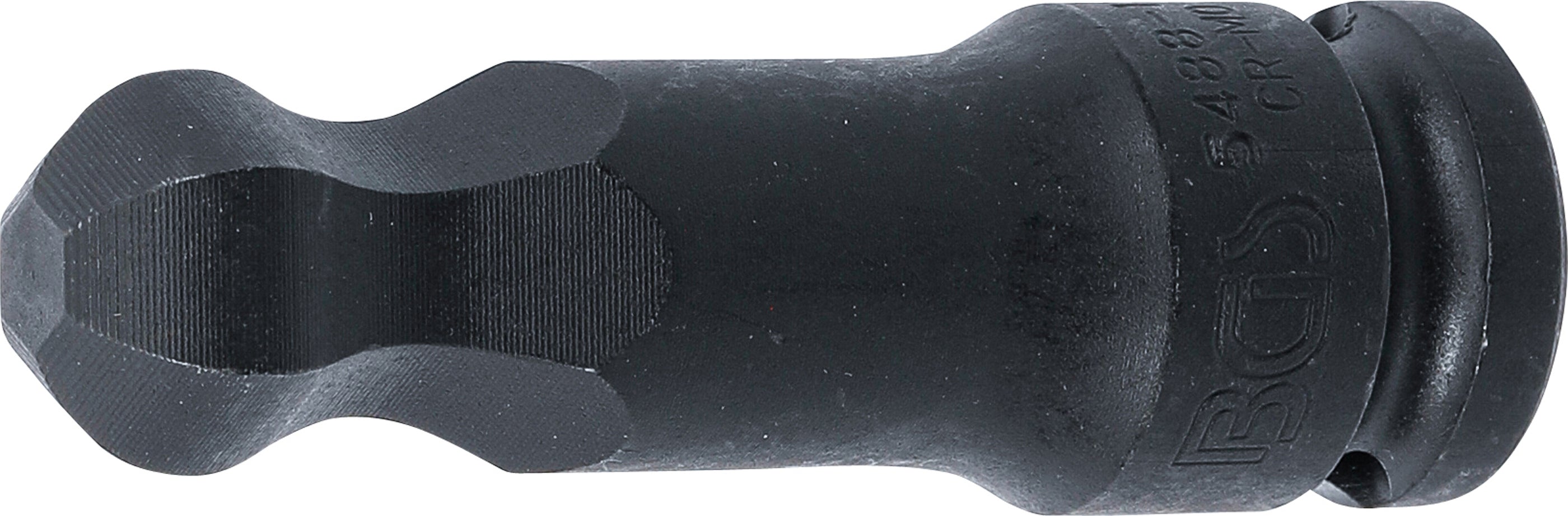 Kraft-Bit-Insats | Längd 75 mm | 12,5 mm (1/2") | Inre sexkant med kulhuvud 17 mm