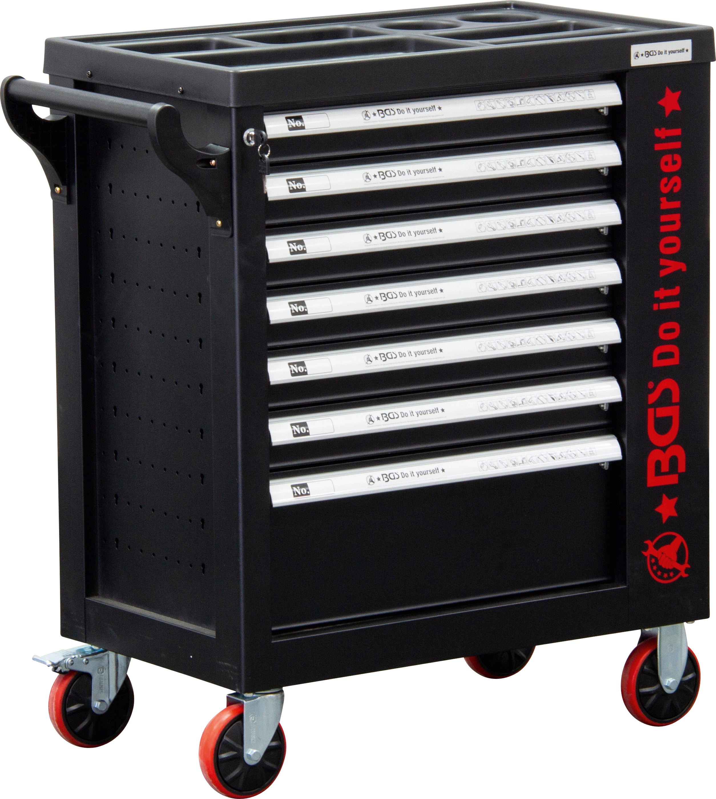 Værkstedsvogn | 7 skuffer | 1 sidedør | tom