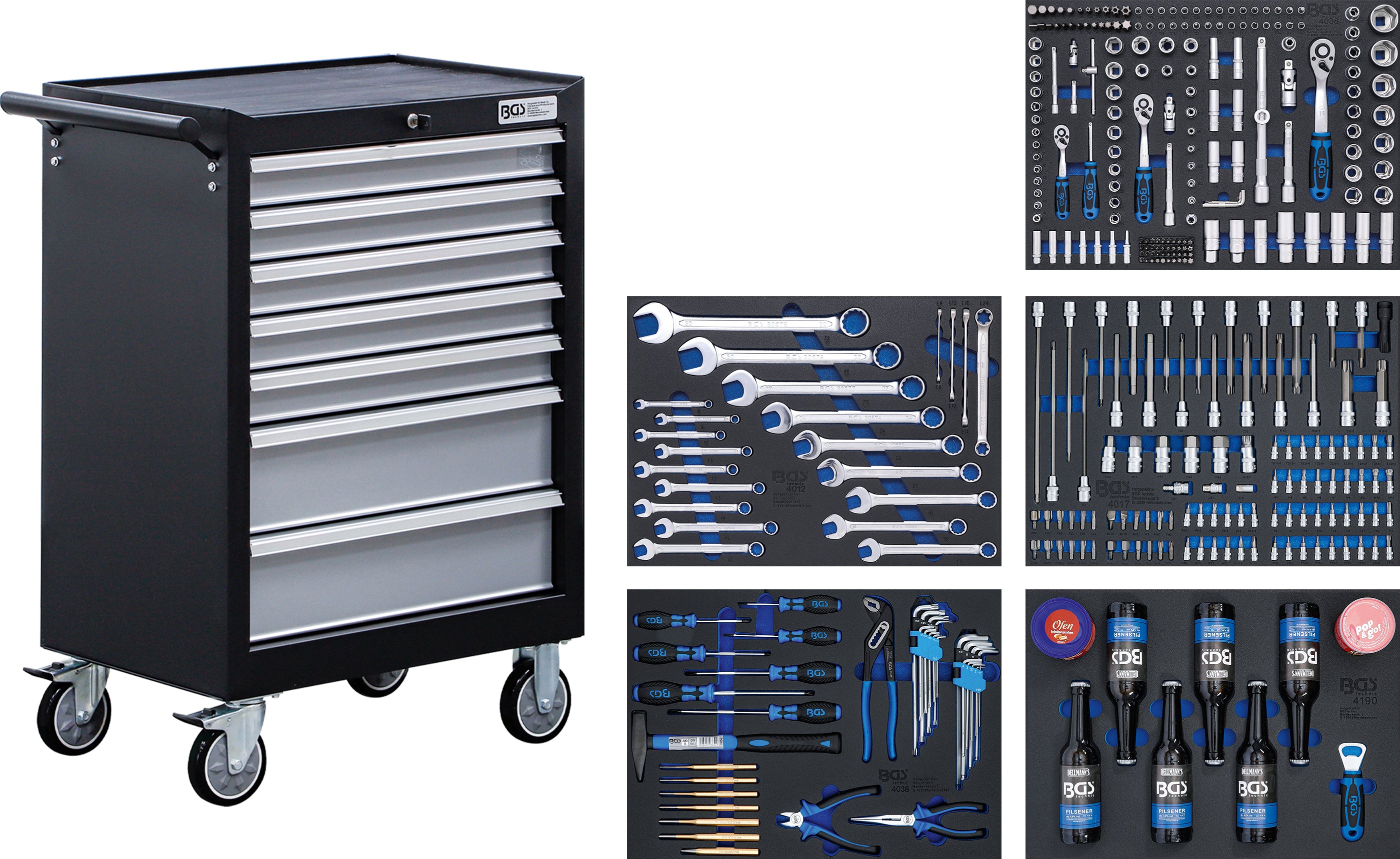 Værkstedsvogn | 7 skuffer | med 354 værktøjer