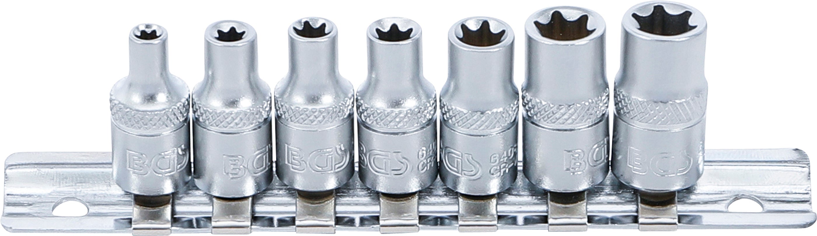 Topnøglesæt E-profil | 6,3 mm (1/4") | E4 - E11 | 7 dele