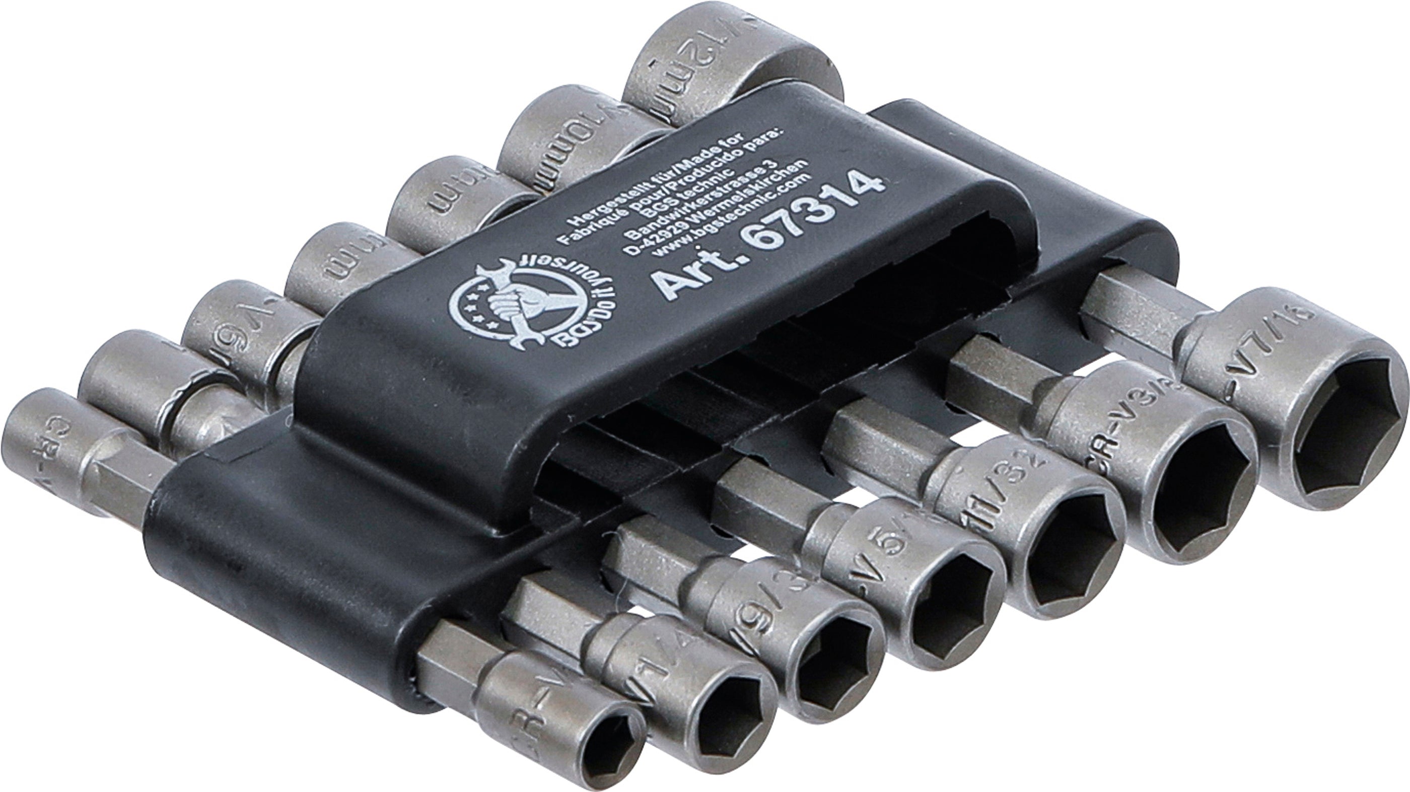 Topnøgle-/bitsæt | Udvendigt sekskantdrev 6,3 mm (1/4") | Metrisk + tommer | 14 dele