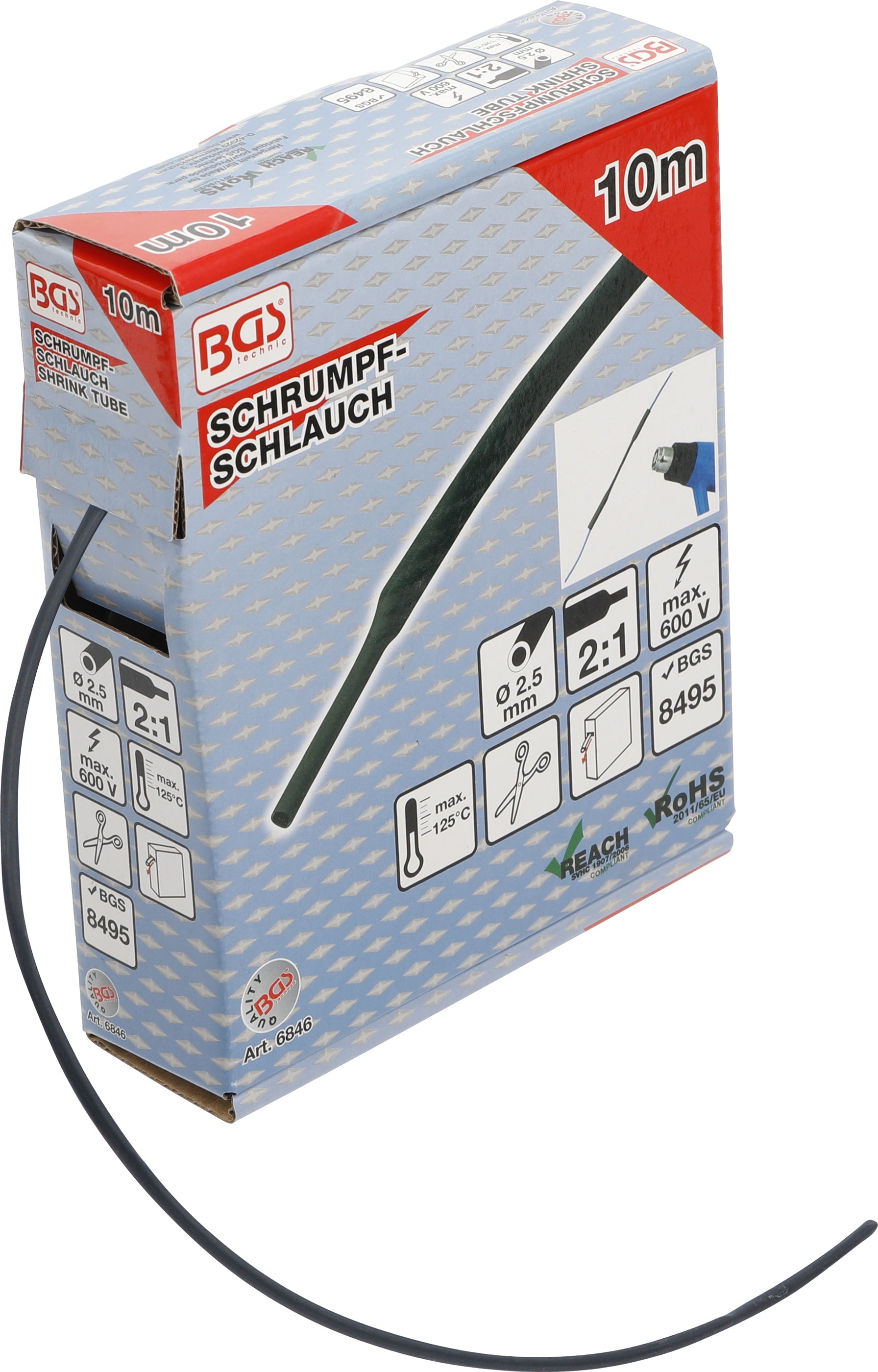 Krympslang-box | svart | Ø 2,5 mm | 10 m