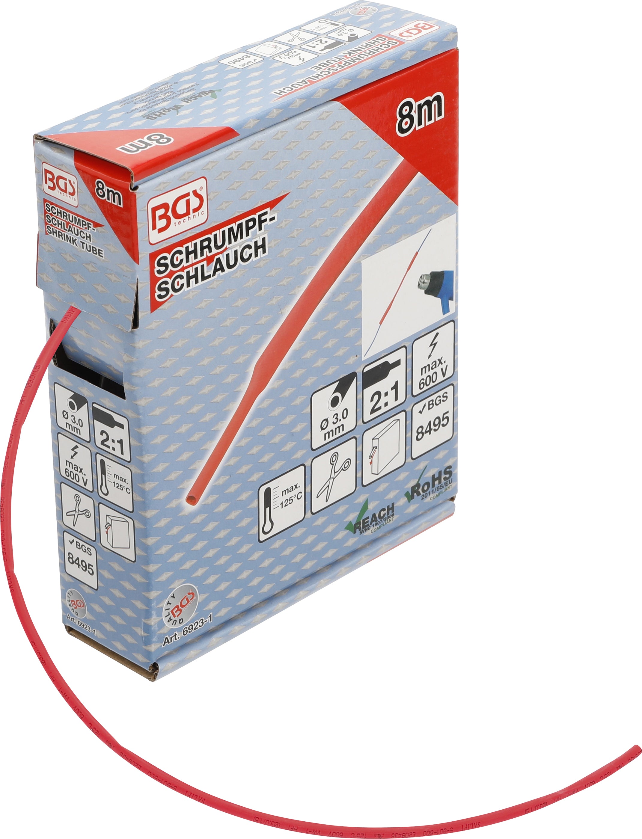 Krympeslangeæske | rød | Ø 3 mm | 8 m