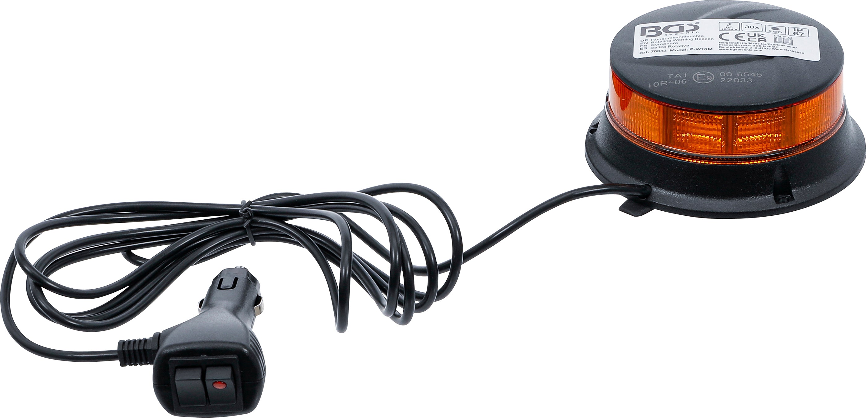 Roterande strålkastare | gul | med magnet | 12 V / 24 V | Ø 130 mm