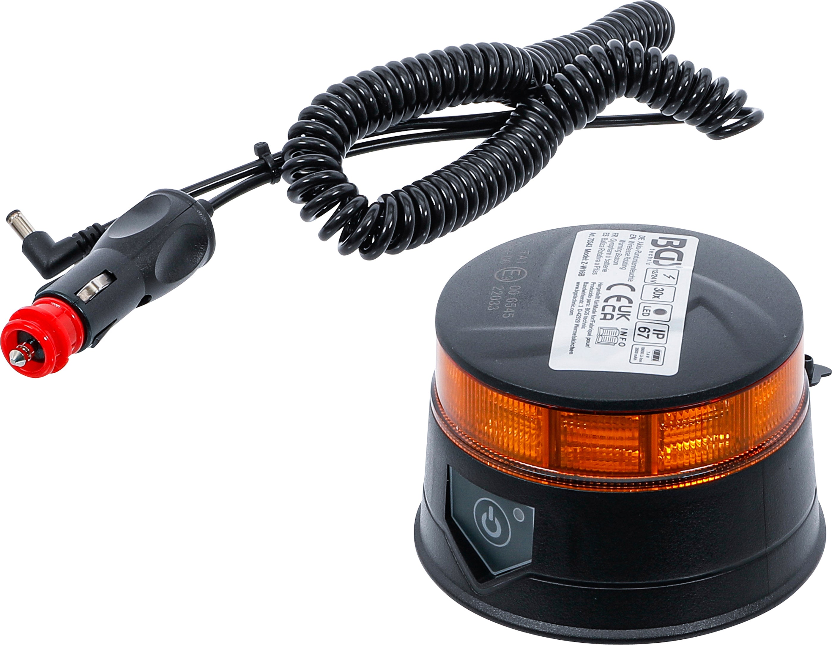 Batteridrevet roterende spotlight | gul | med magnet | 12 V / 24 V | Ø 130 mm