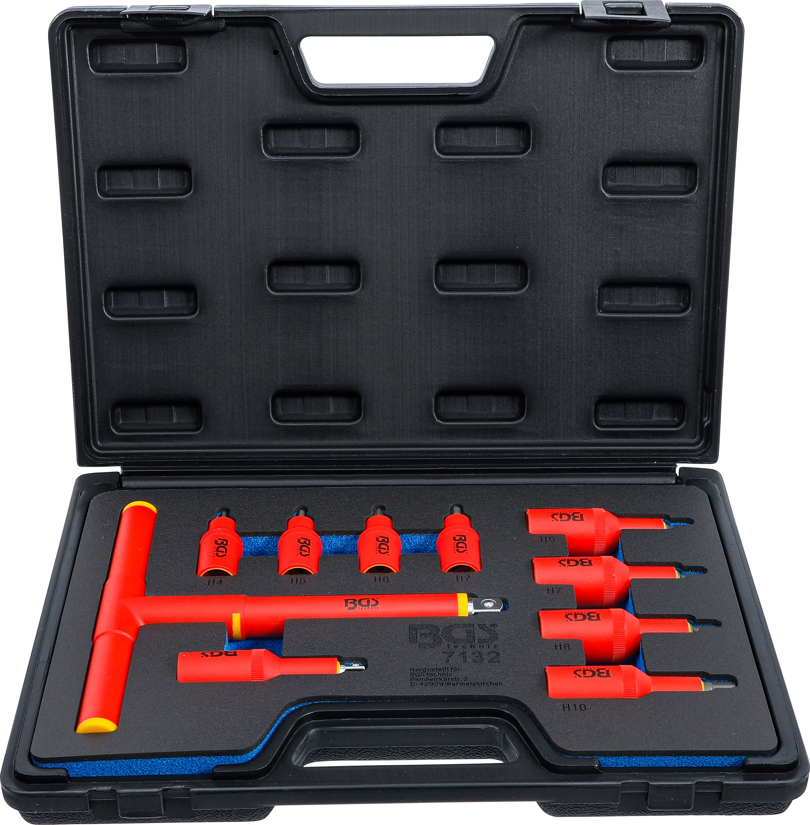 VDE-Bit-Insats-sats | anslutningsfyrkant 10 mm (3/8")/12,5 mm (1/2") | Inre sexkant 4 - 10 mm | 10 delar