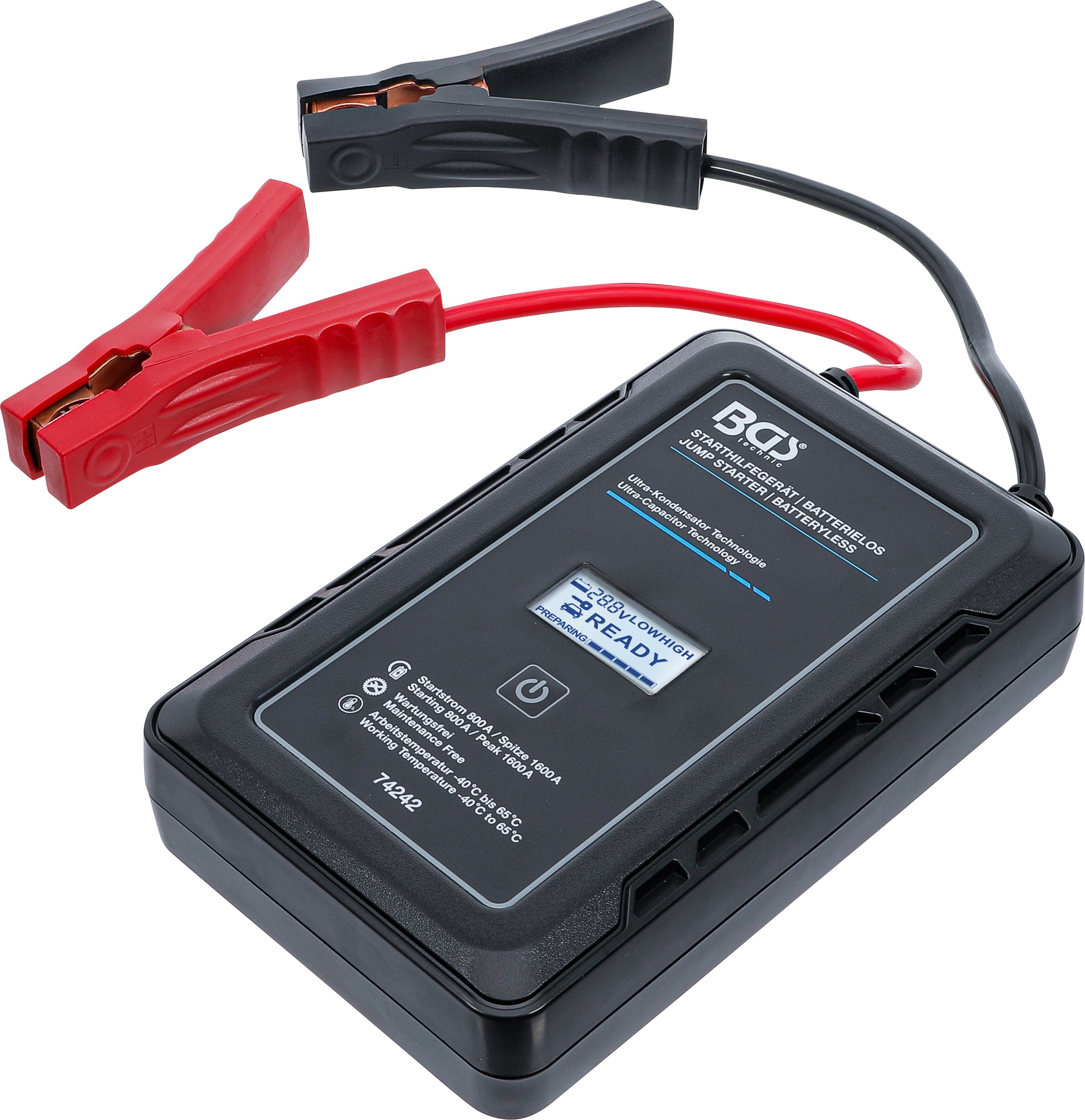 Jumpstarter | Batteriløs | med Ultra kondensatorteknologi | 12 V / 800 A / 1600 A
