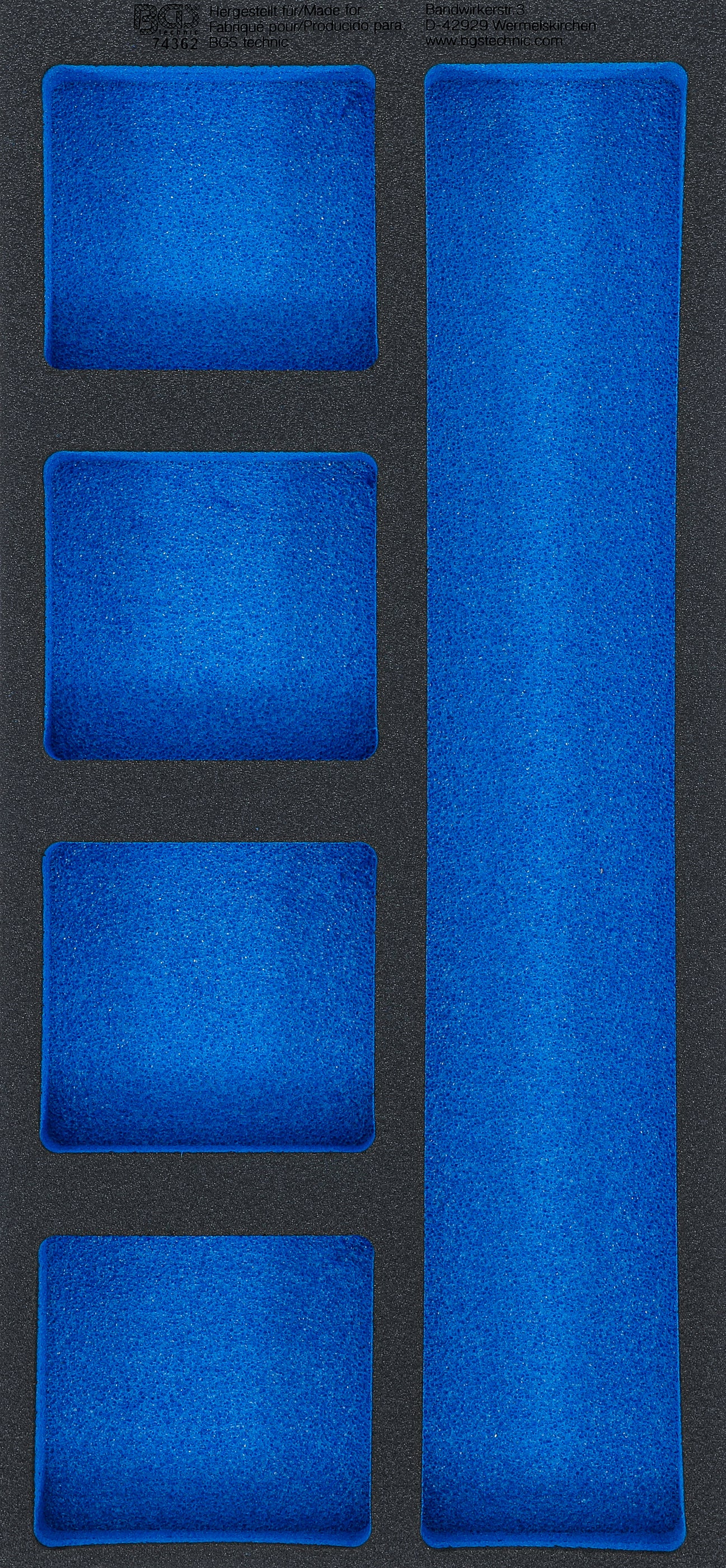 Værkstedsvognsindsats 1/3, tom: 5 opbevaringsrum | 408 x 189 x 32 mm