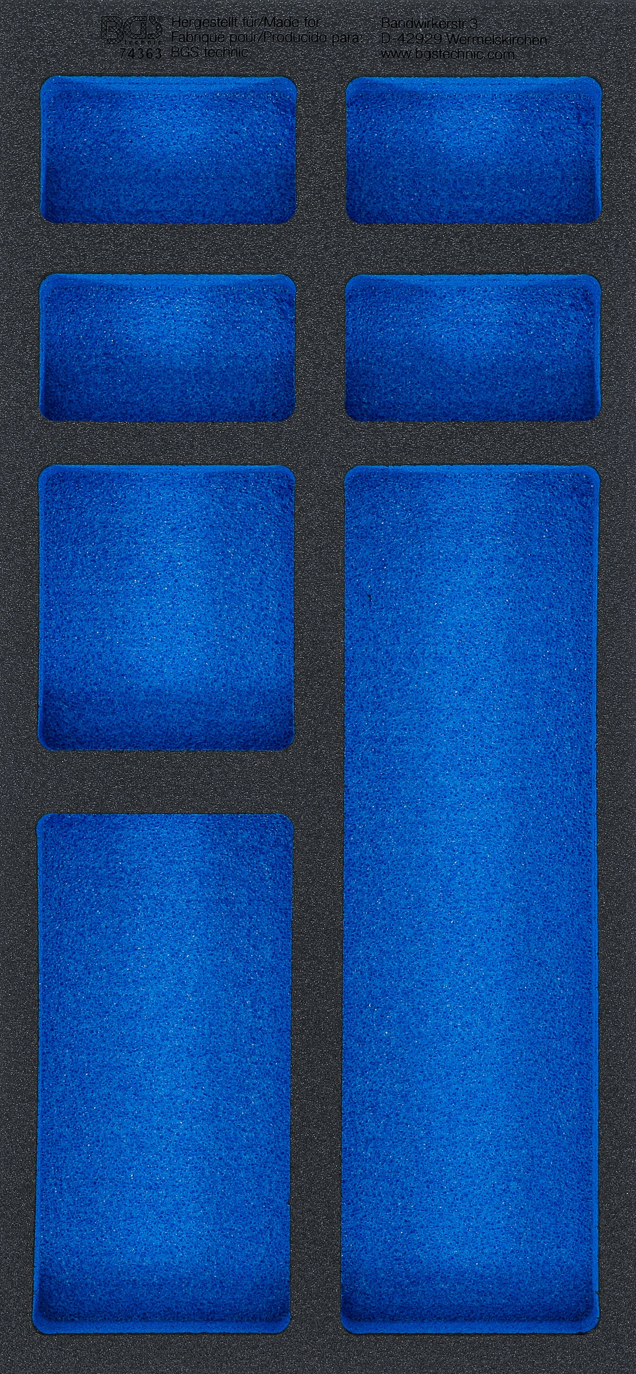 Værkstedsvognsindsats 1/3, tom: 7 opbevaringsrum | 408 x 189 x 32 mm