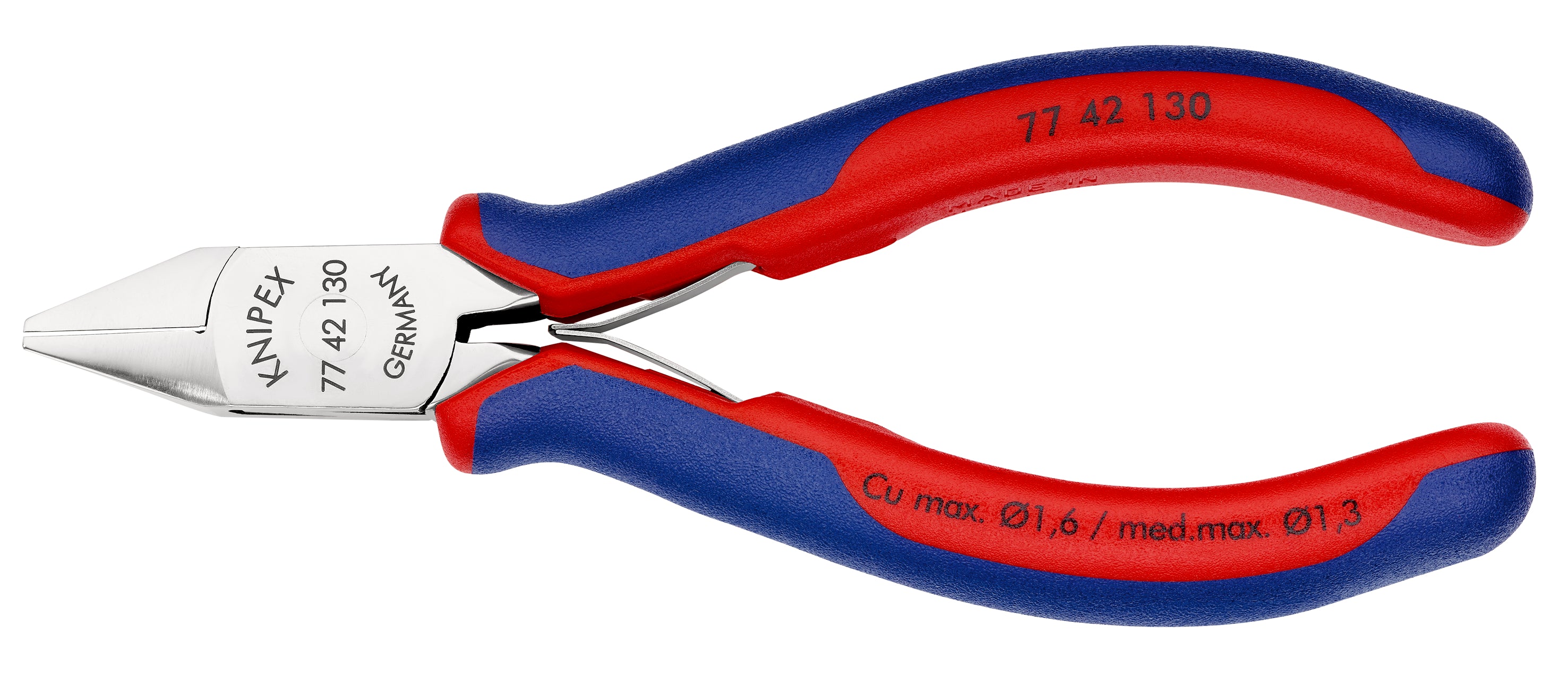 KNIPEX Electronics Diagonal Cutter with multi-component grips mirror polished 130 mm cutting edges w