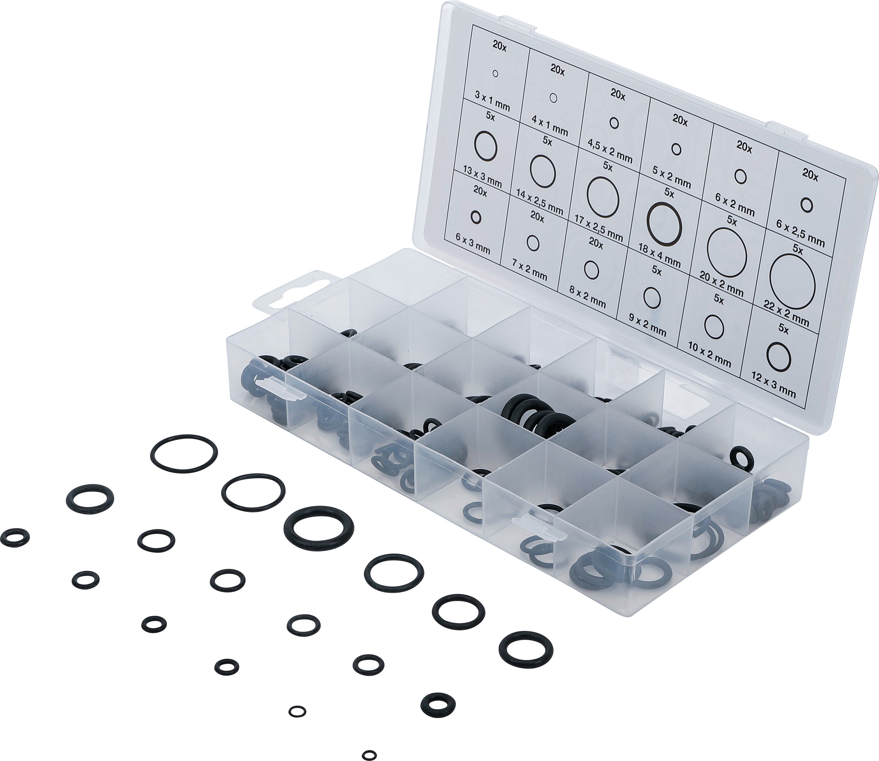 O-ringe sortiment | Ø 3 - 22 mm | 225 stk.