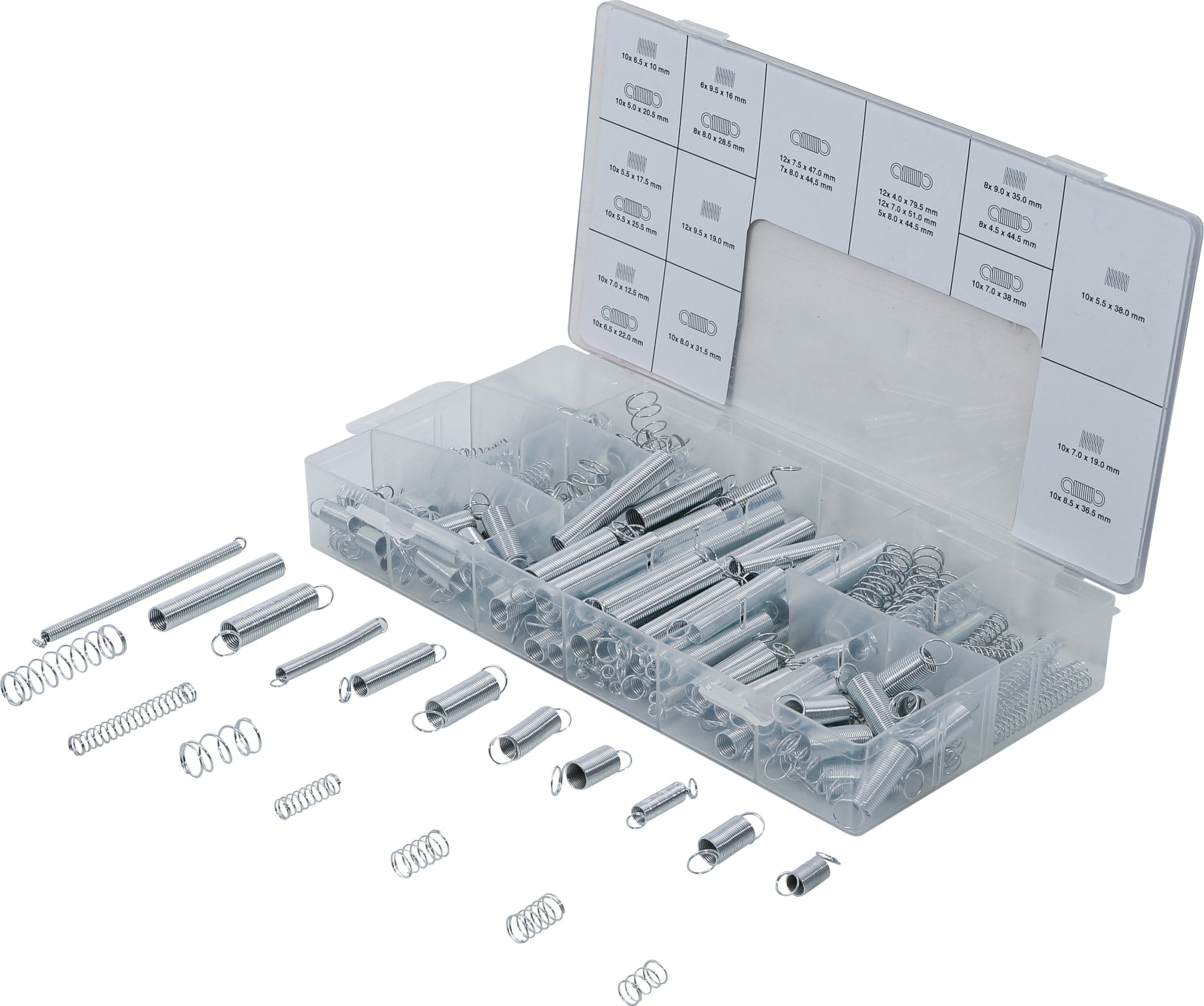 Fjedersortiment | Træk- og trykfjedre | 200 stk.