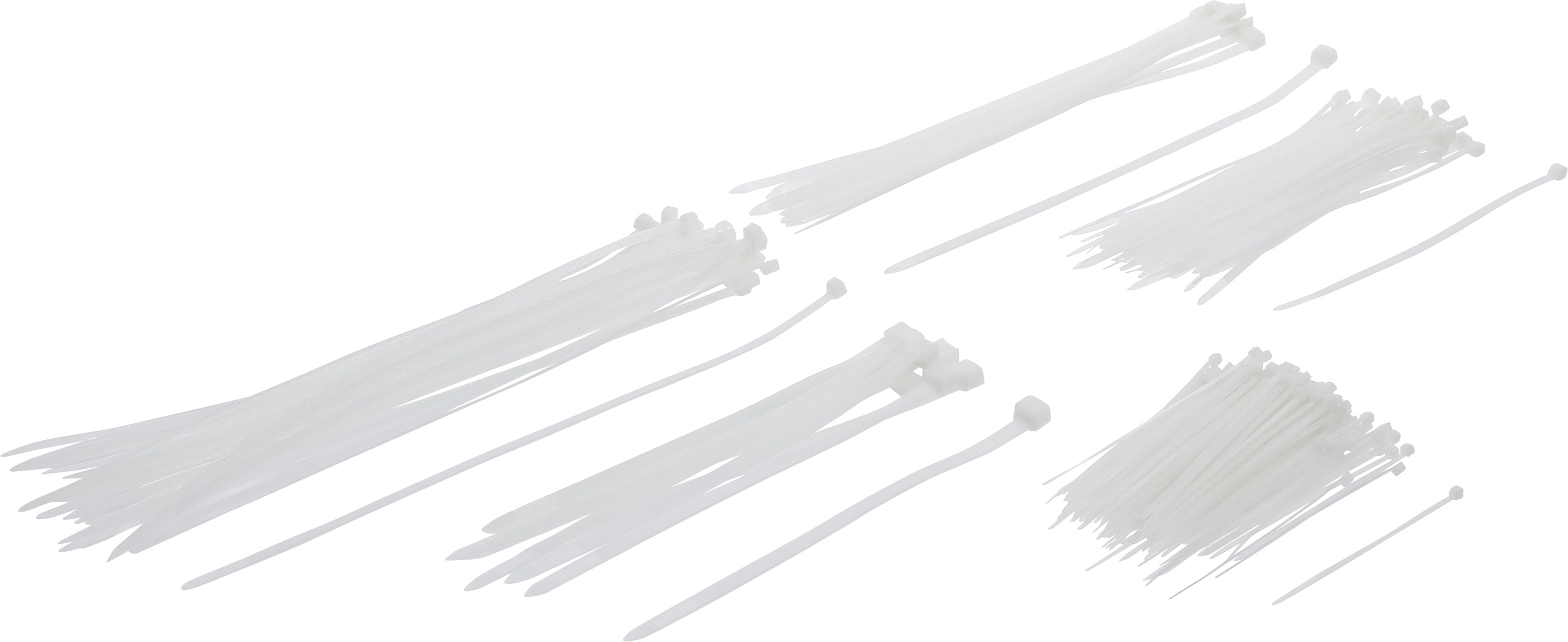 Kabelbindersortiment | Hvid | Forskellige størrelser | 250 stk.