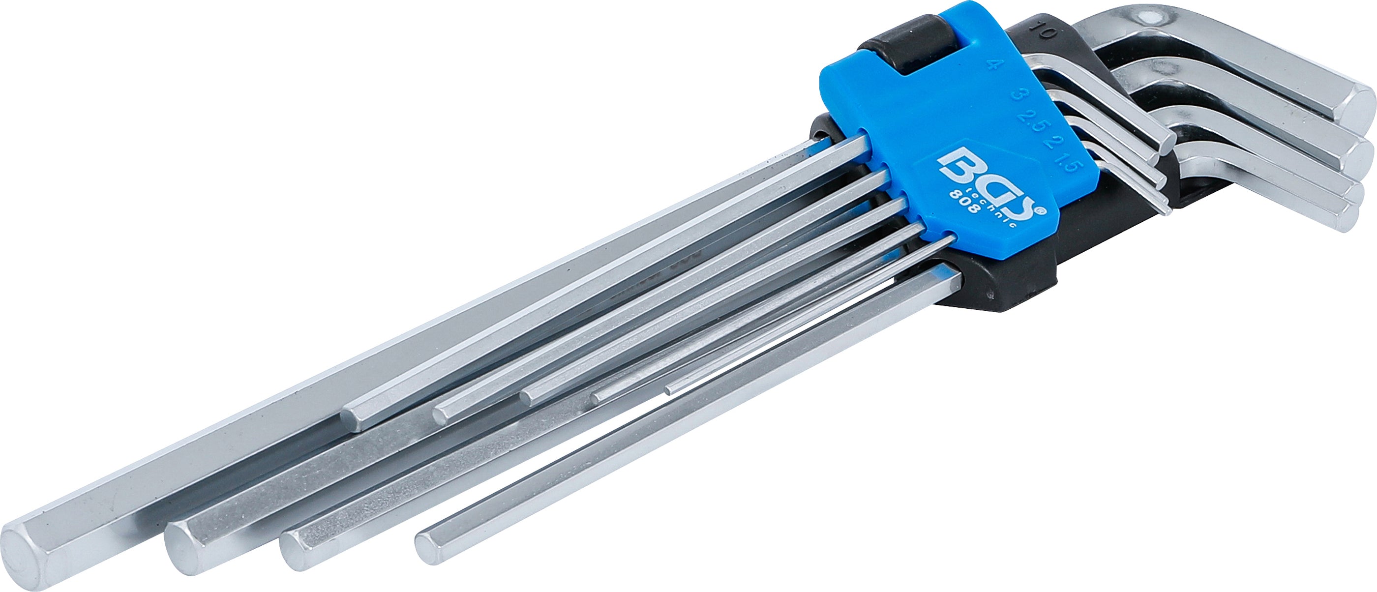 Vinkelnyckel-sats | extra lång | Inre sexkant 1,5 - 10 mm | 9 delar