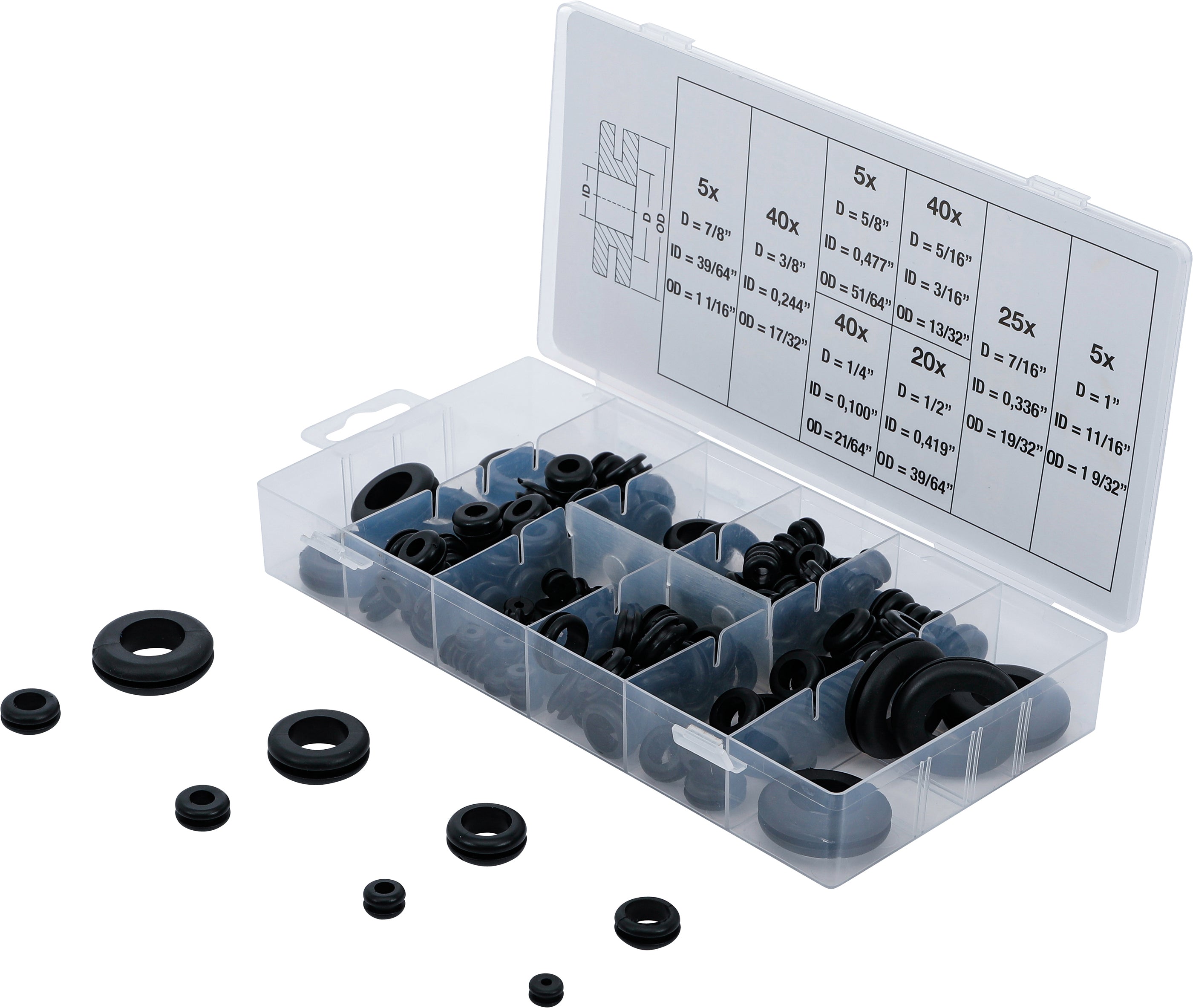 Gummimutter, sortiment | Tomme | 180 stk.