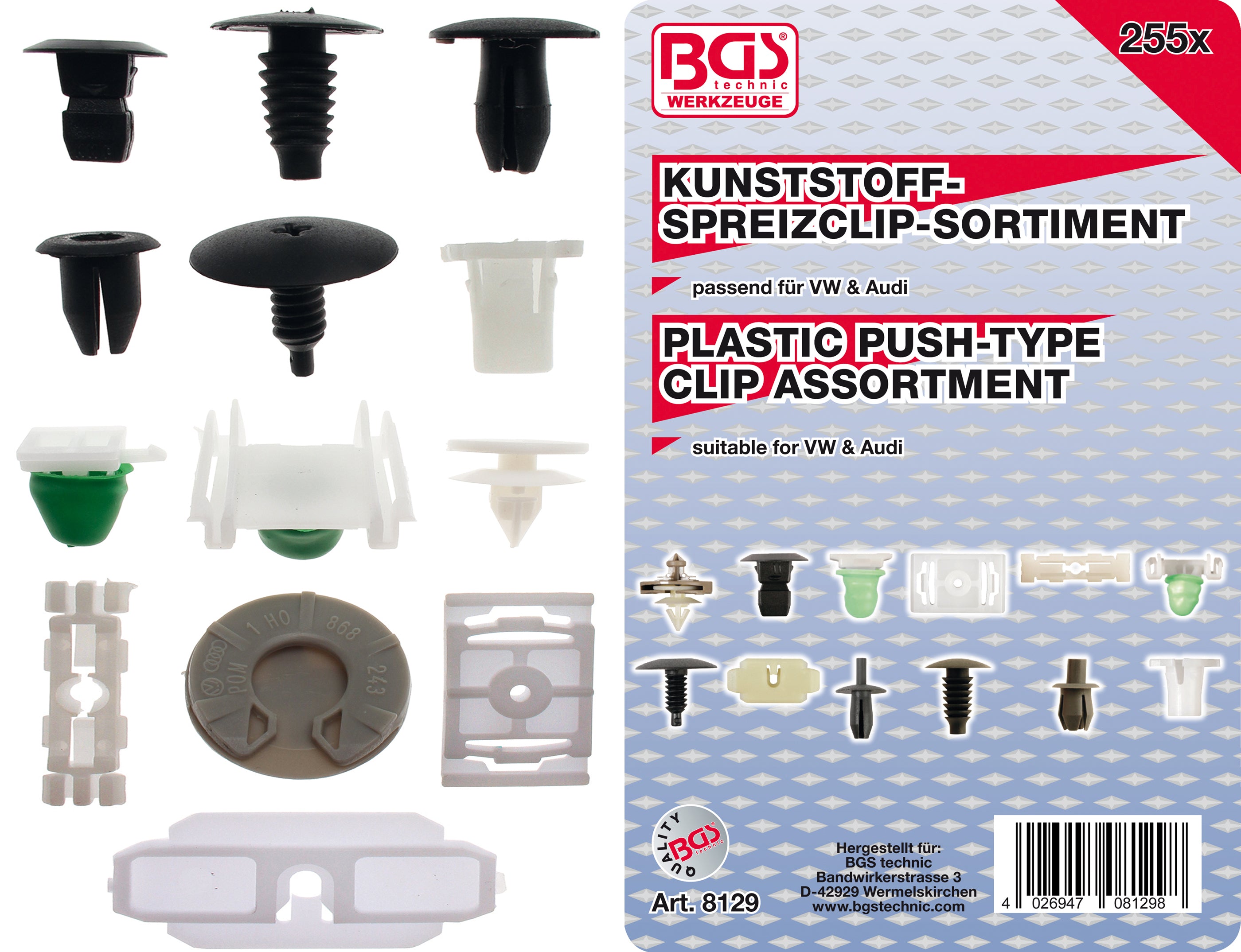 Polstringsklemmer, sortiment til VW-køretøjer | 255 dele
