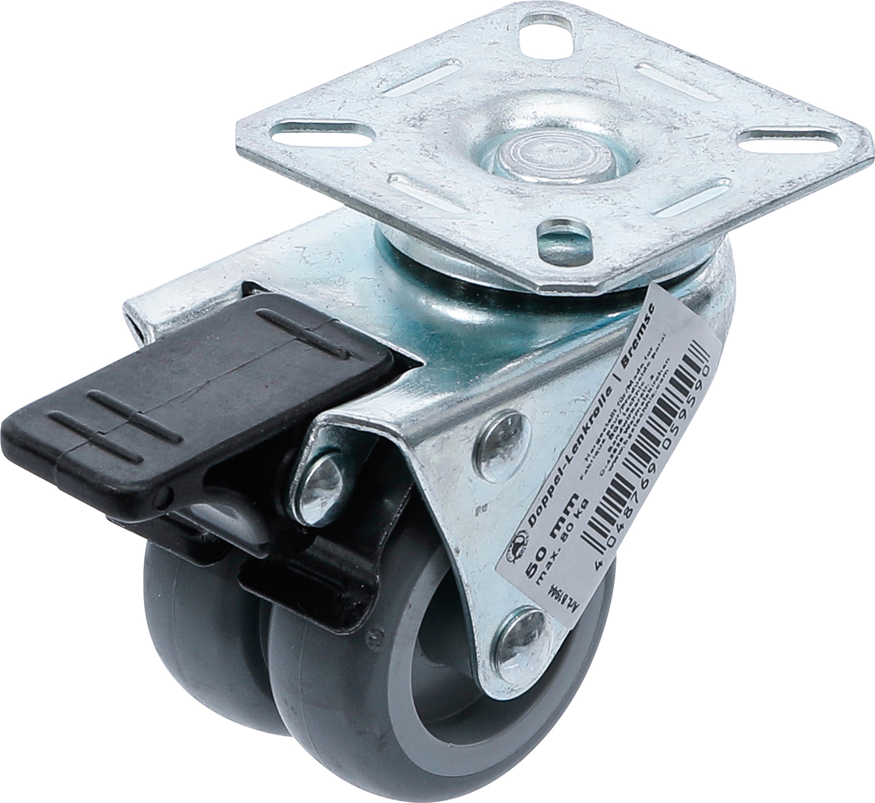 Dobbelt føringsrulle | med bremse | Ø 50 mm