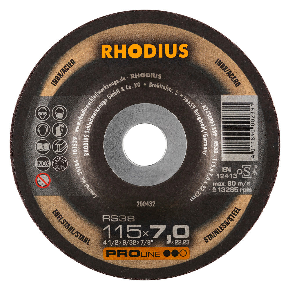 RHODIUS RS38 Slipskiva 115x7x22,23 (25 förp)