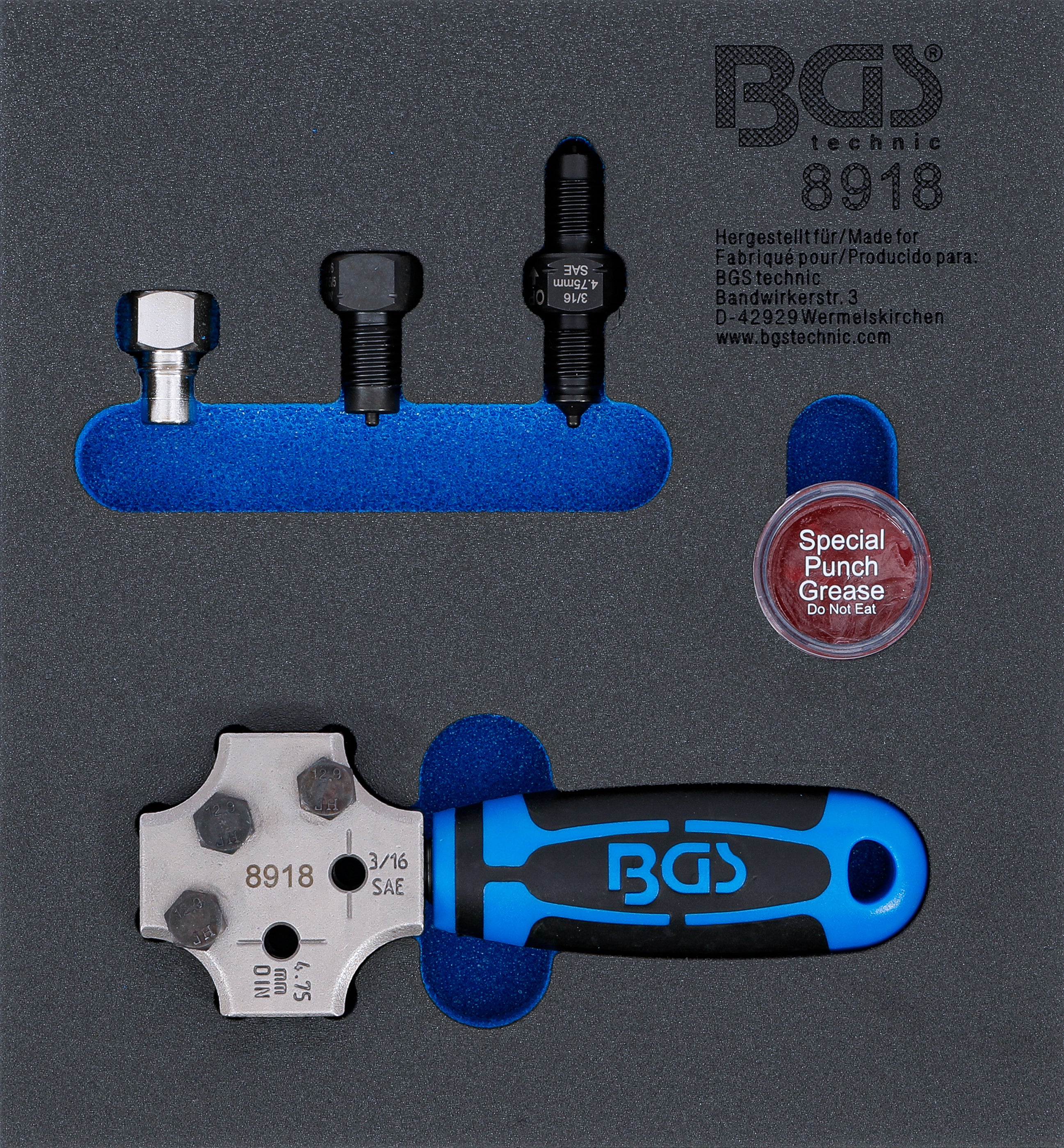 Værkstedsvognindsats 1/6: Kranværktøj | SAE og DIN 4,75 mm (3/16 tommer)