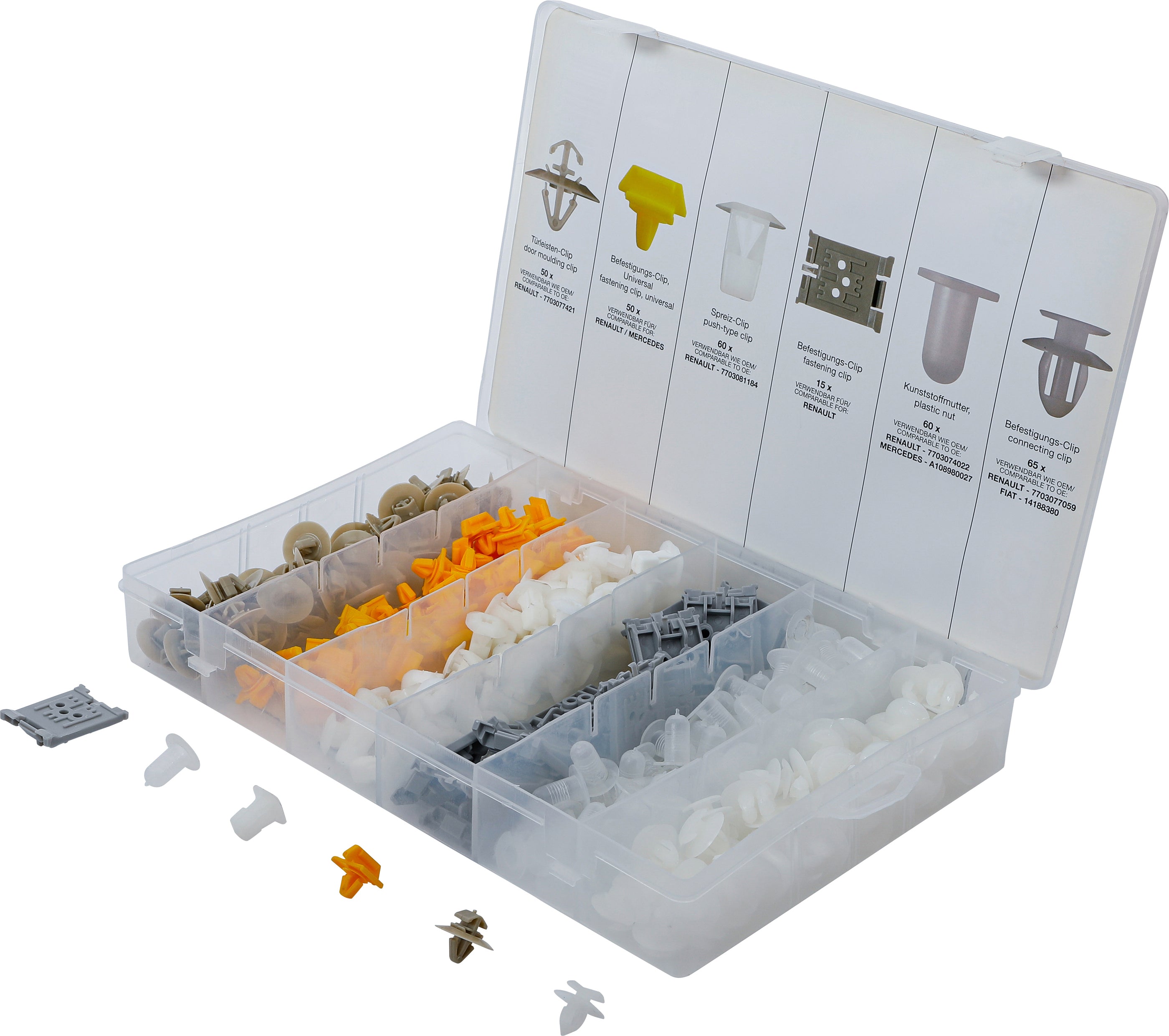 Køretøjsfastgørelsesclips - sortiment til Renault | 300 dele