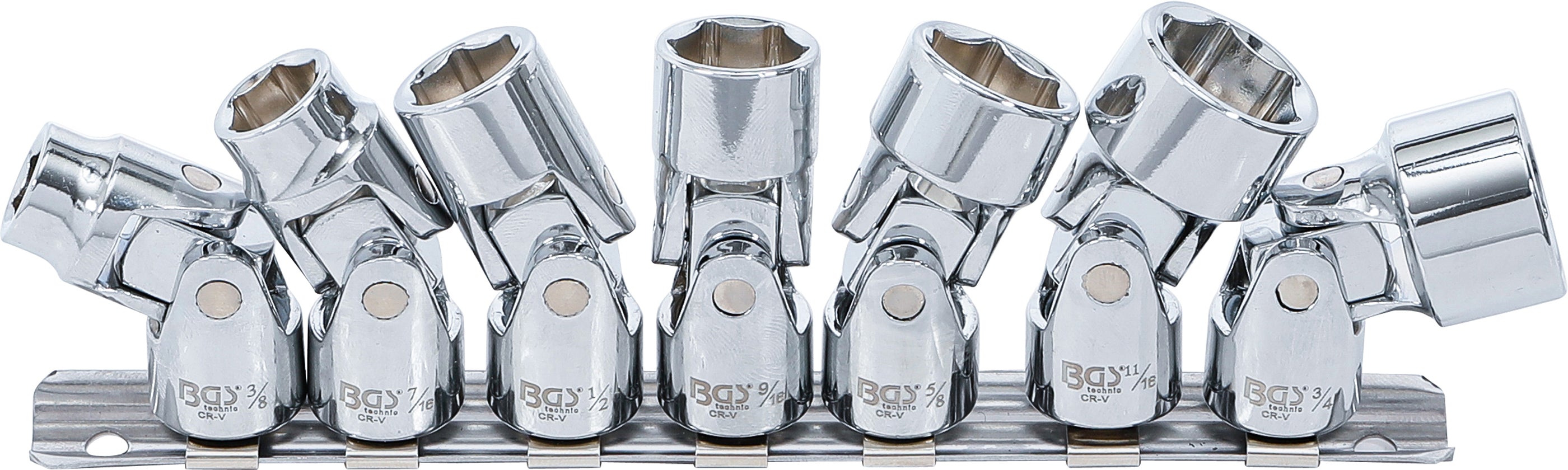 Topnøglesæt med led | 10 mm (3/8") | 3/8" - 3/4" | Tommestørrelser | 7 dele