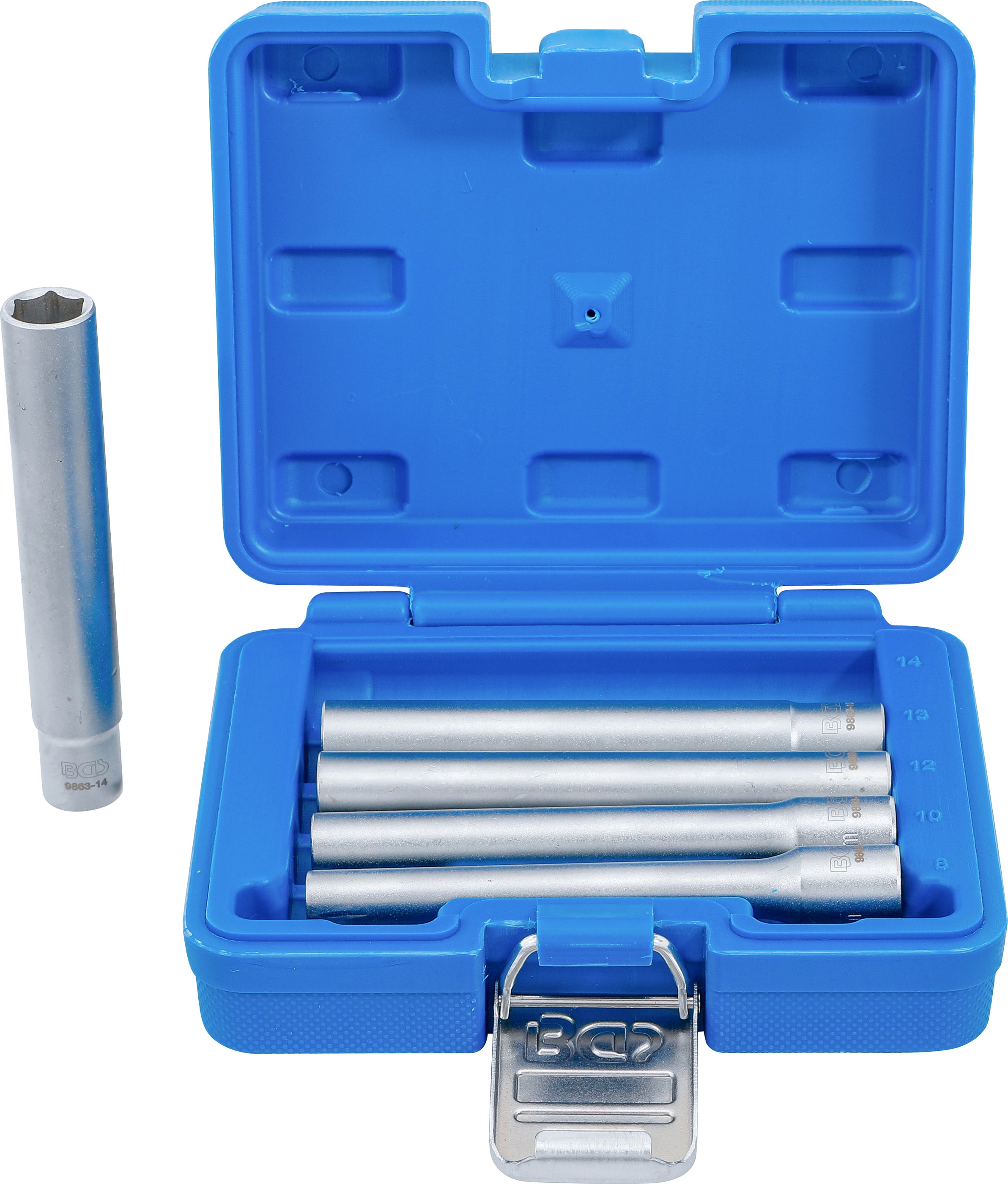 Topnøglesæt, sekskant, ekstra dyb | Indvendig firkant 10 mm (3/8") | 8 - 14 mm | 5 dele.