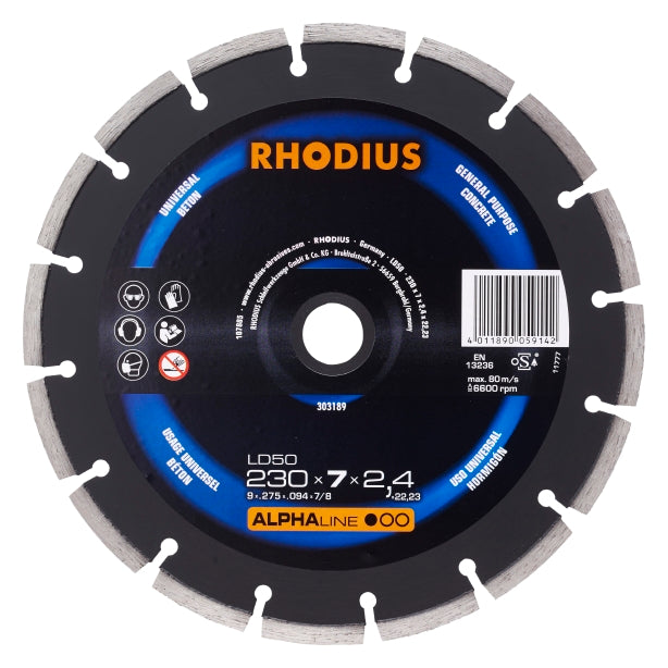 RHODIUS Diamantskæreklinge LD 50 230x7x2,4x22,23 