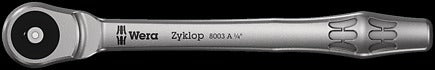 WERA 8003 A Zyklop Metal Ratchet with push-through square and 1/4" drive 1/4''x141.0