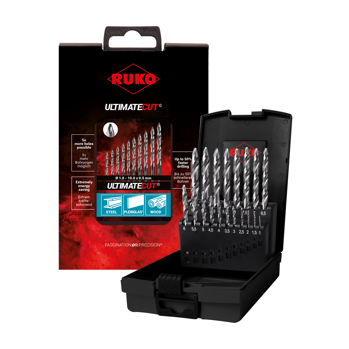 RUKO Ultimatecut spiralbor Flowstep 1-10 mm